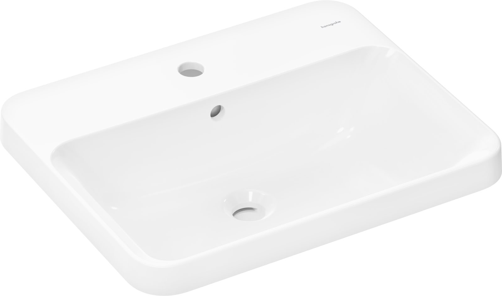 Hansgrohe Xuniva Q opzet wastafel 550/450 met kraangat, en overloop, wit