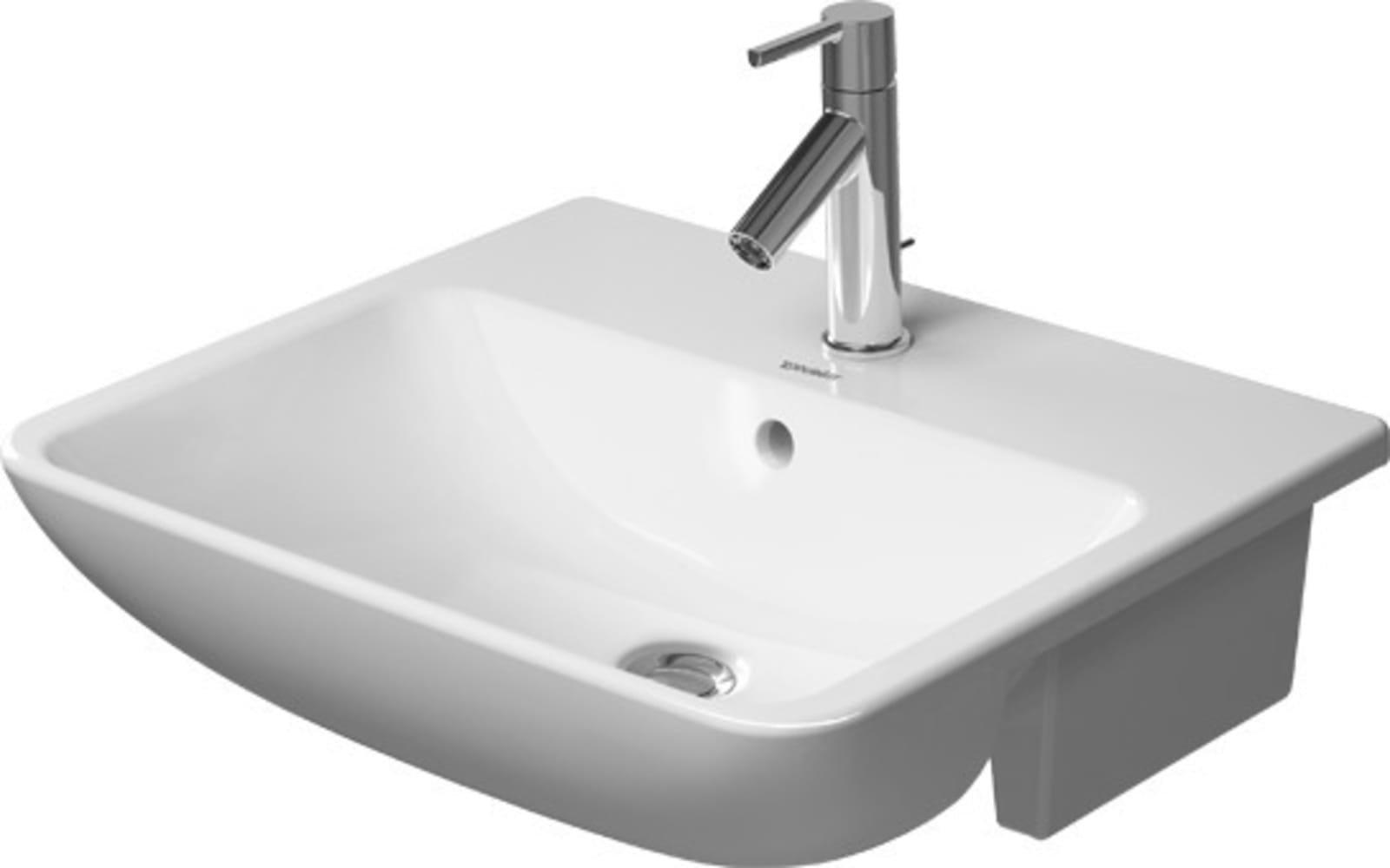 Duravit half-inbouwwastafel 55cm met overloop, 1 kraangat doorgestoken wit