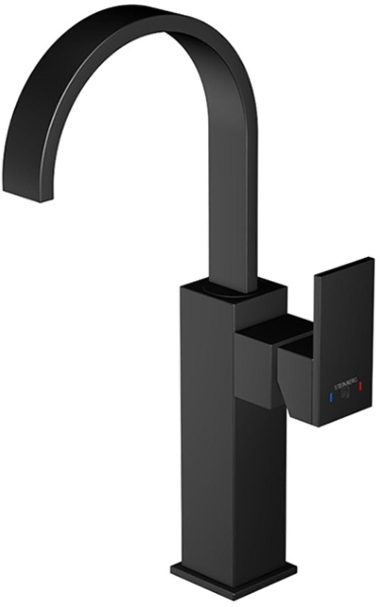 Steinberg S135 wastafelmengkraan met wt-verlenging, met gesloten greep 90 mm, zonder afvoergarnituur, mat zwart