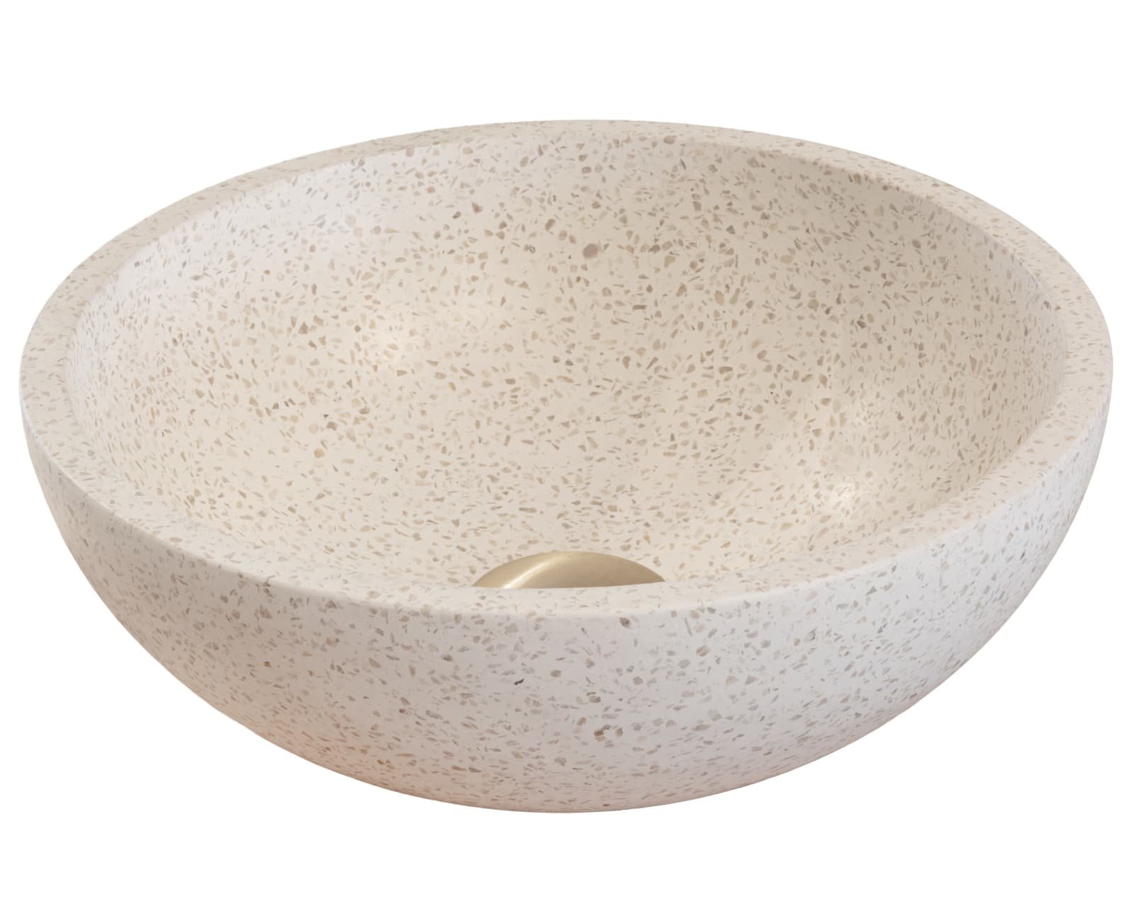 Waskom opbouw rond Marie (35 cm) terrazzo marmer light