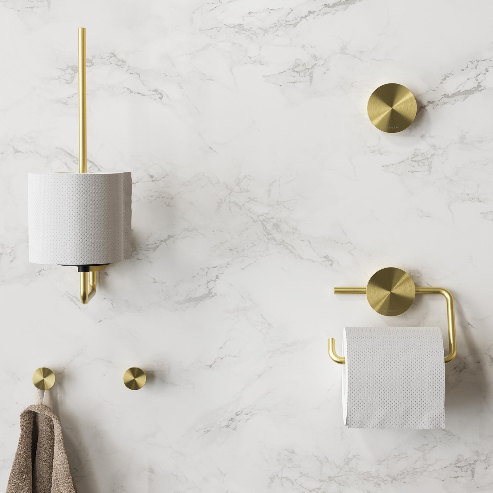 Geesa Opal handdoekhaak klein, goud geborsteld