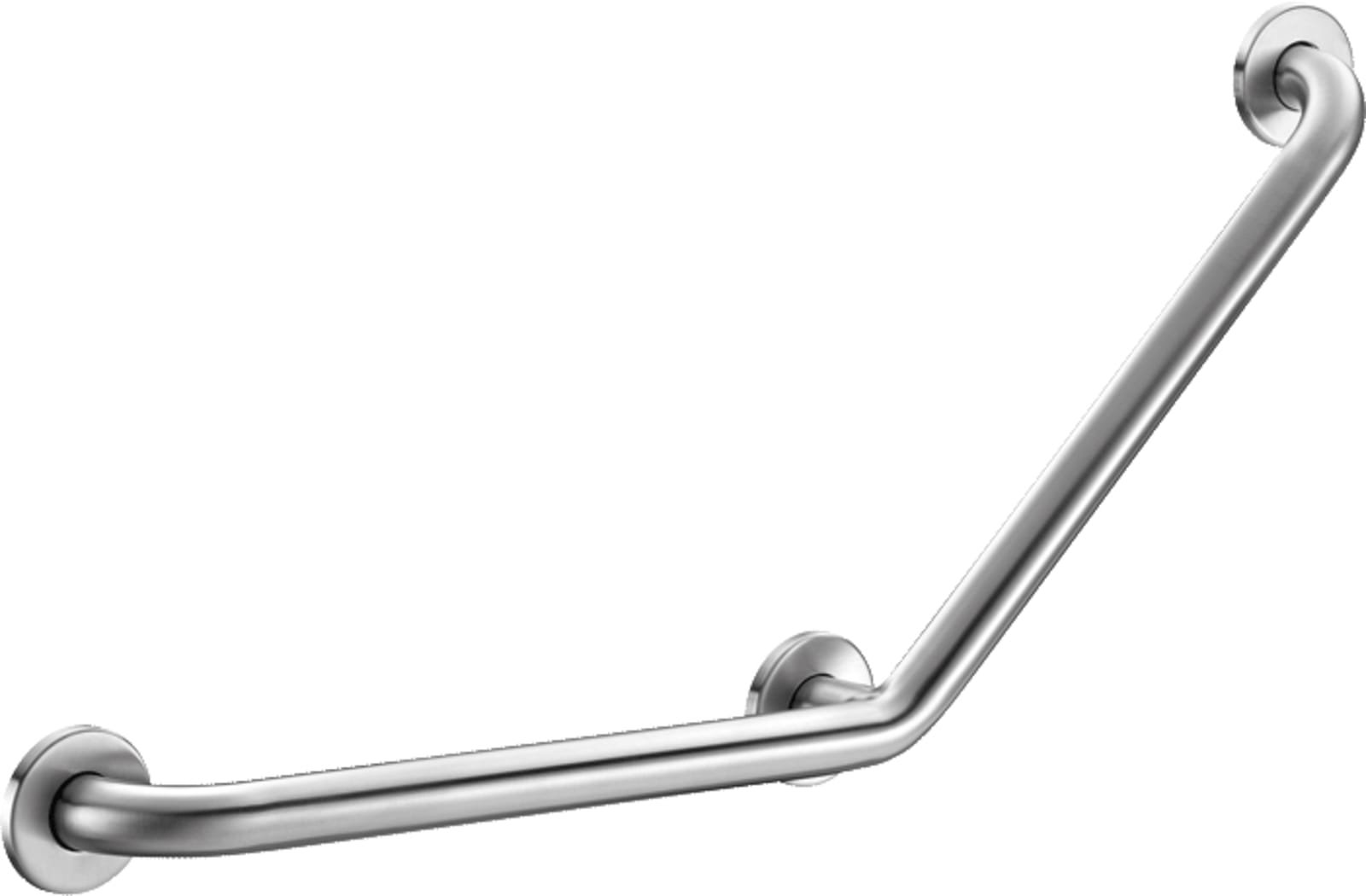 Delabie Basic, Handgreep aangepast sanitair, wand, 400 x 400mm, 32mm diameter beugel, 135 graden, RVS, mat gepolijst