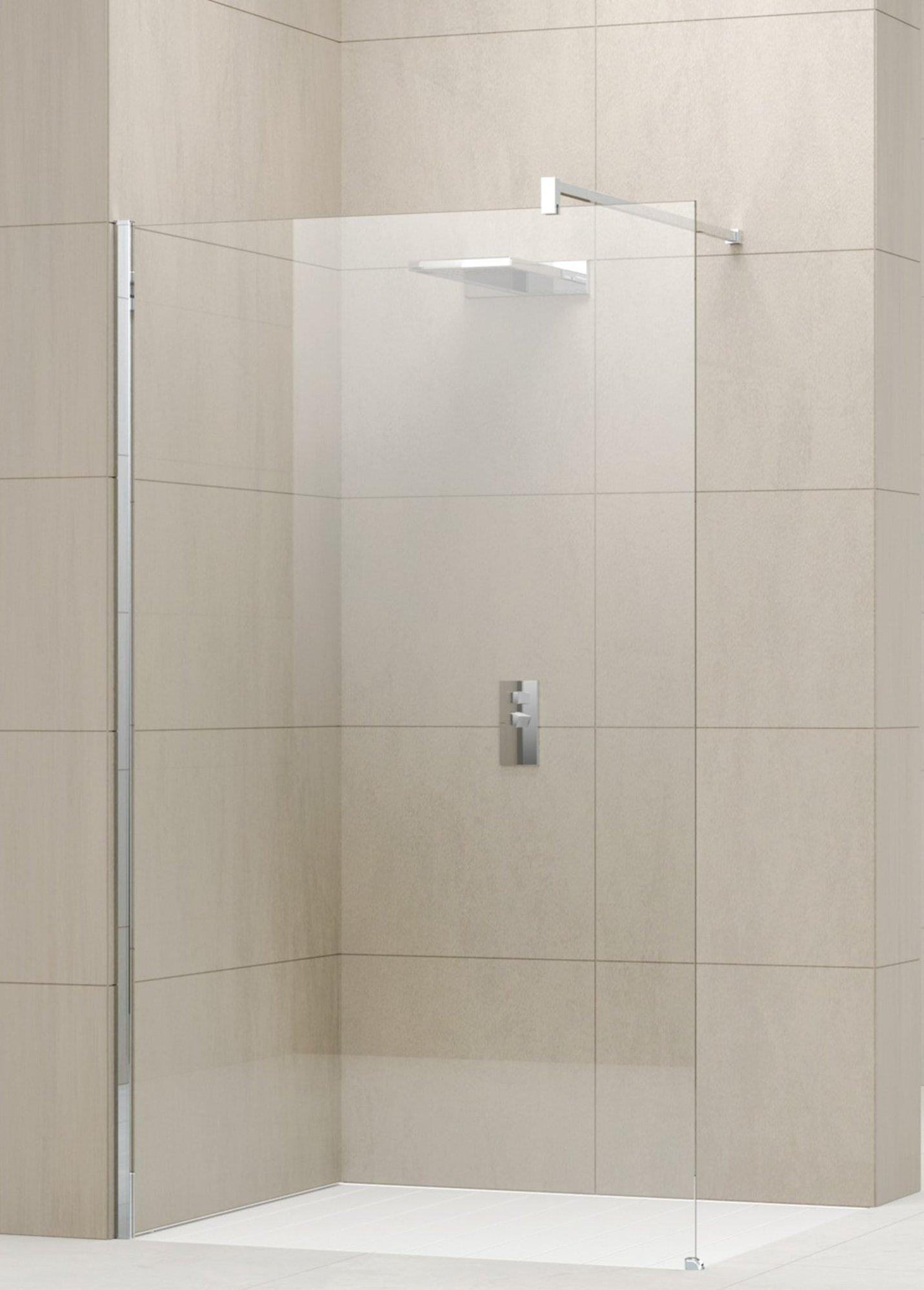 Novellini Giada H, Douchewand, rechthoekig, walk-in, 1950 x 1100mm (HxB), profiel mat chroom, 6mm glas helder
