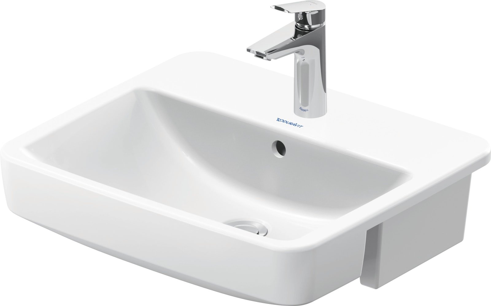 Duravit Duravit No.1 Halfinbouwwastafel 550 mm Wit Hoogglans, kraanvlak, aantal kraangaten per wasplaats: 1, overloop – 03765500002