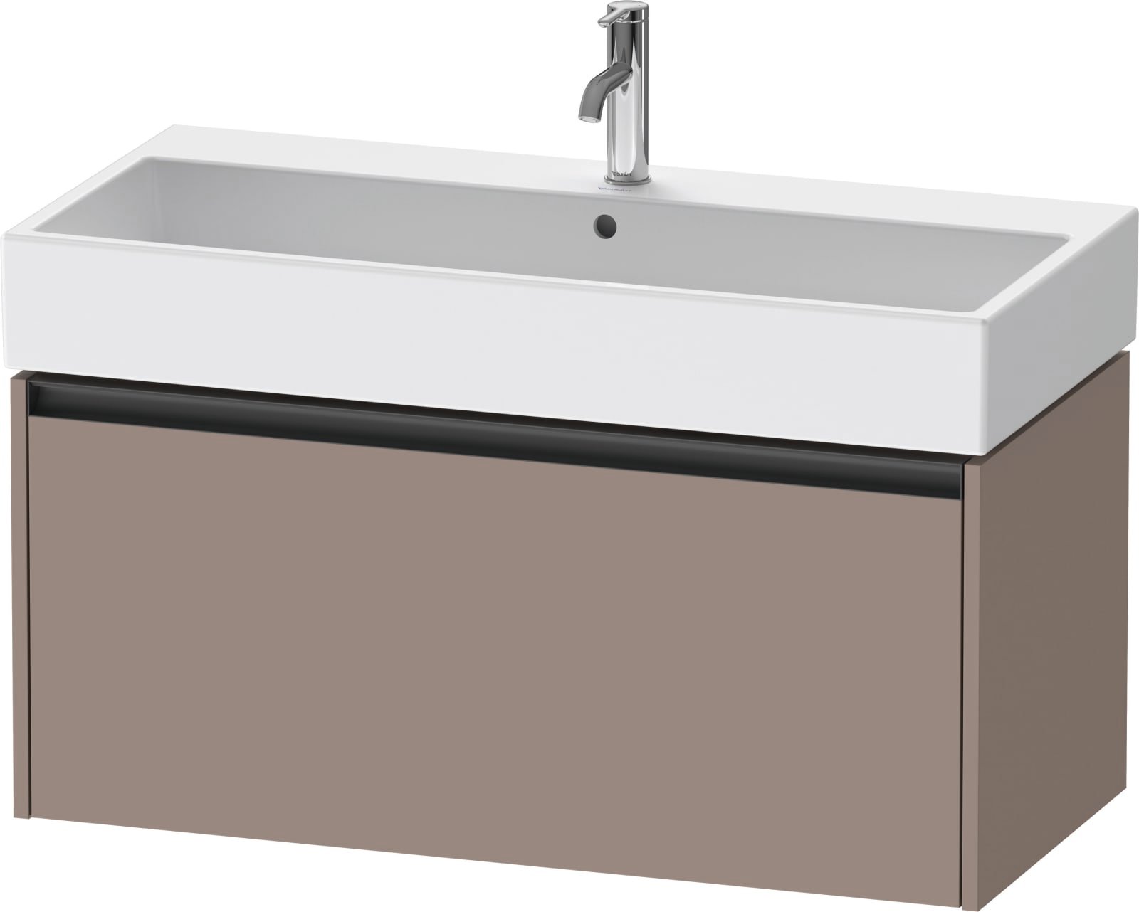 Duravit Ketho.2 Wastafelonderbouw hangend, Basalt Mat, rechthoekig, aantal grote lades: 1 – K25078043430000