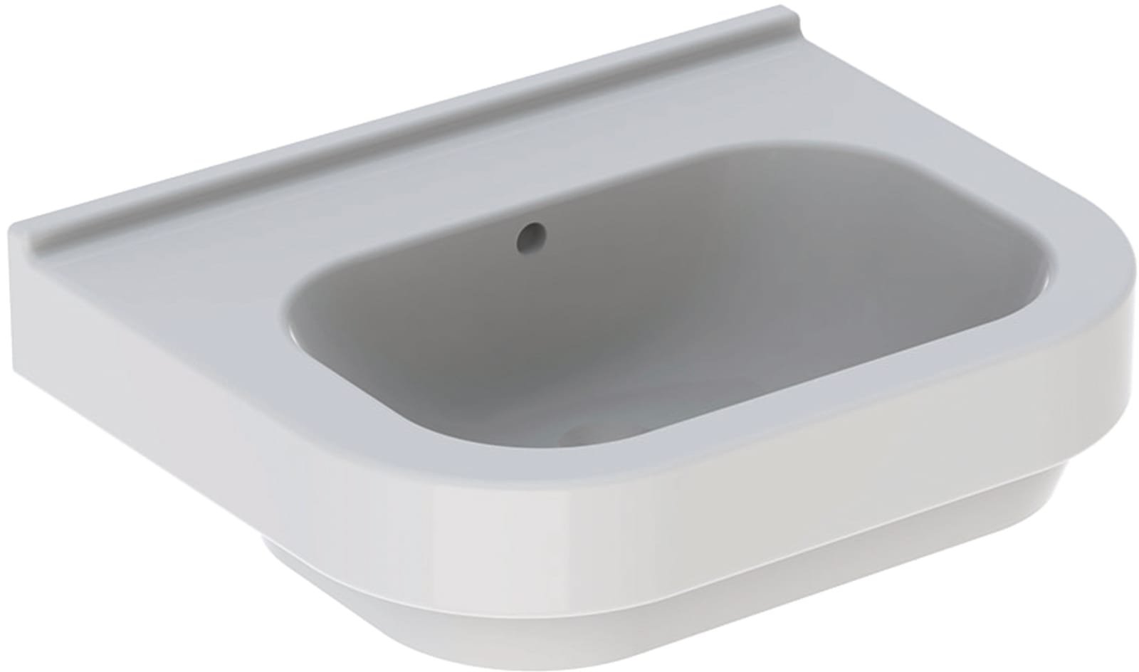 Geberit 300 Basic, Wastafel, 1x waskom, overloop, keramiek, vuilafstotend, 600 x 475 x 195mm (BxDxH), wit