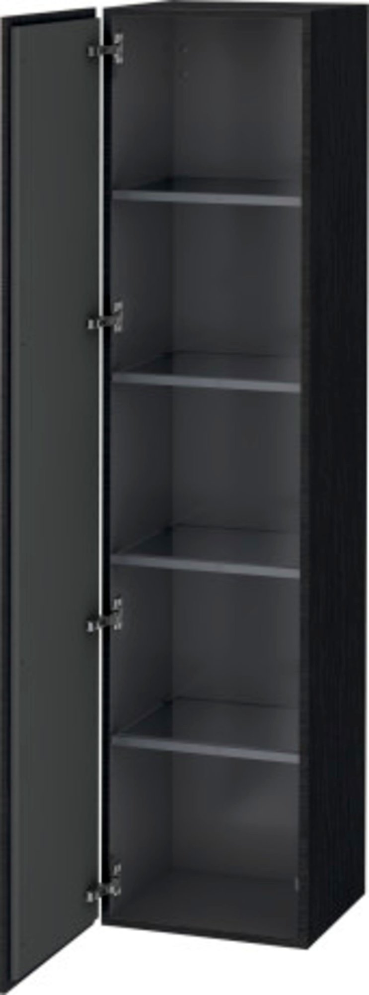 Duravit L-Cube hoge kast, 400 x 363 x 1760, 1 deur, scharnieren rechts, 4 glazen planchets, zwart bruin
