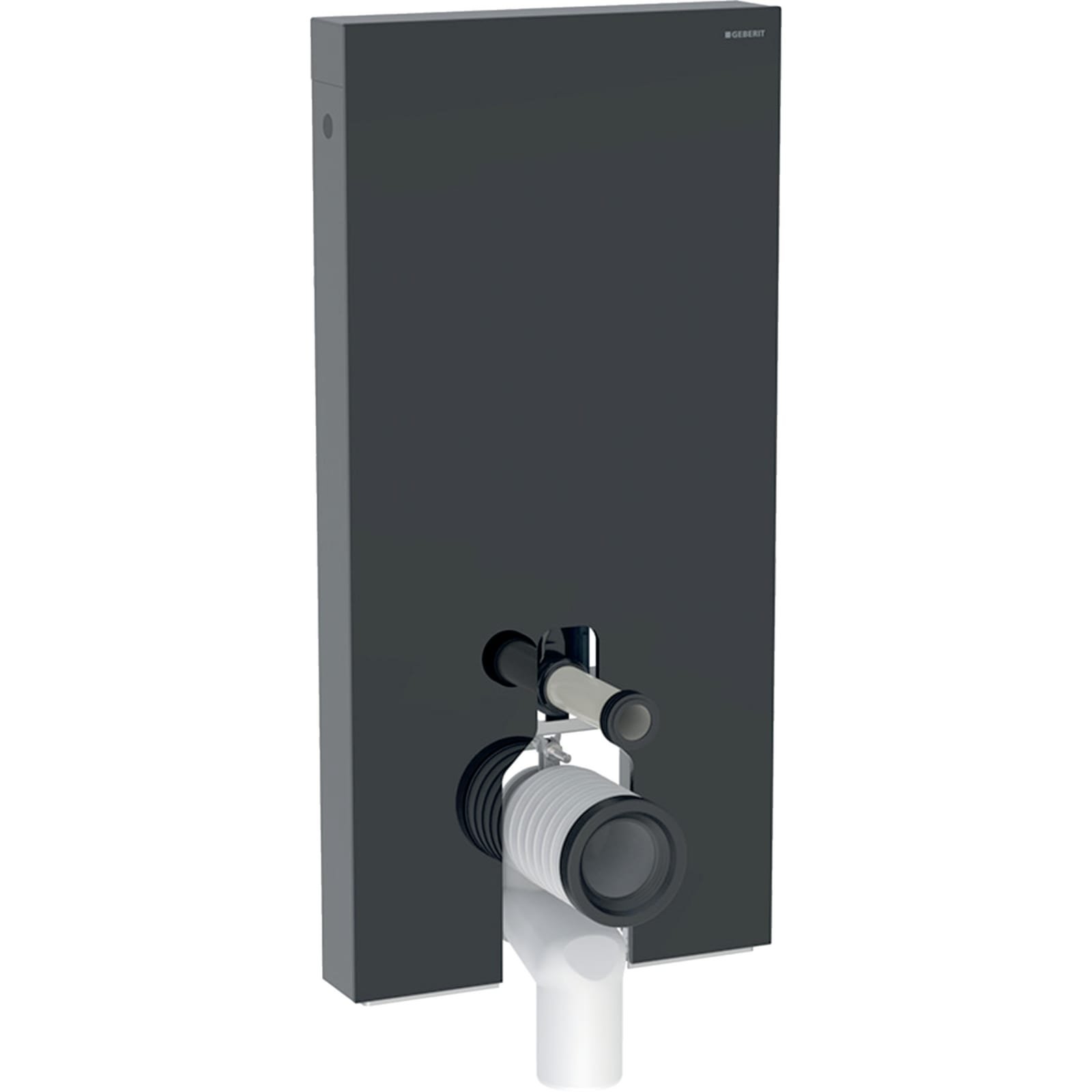 Geberit Monolith Plus staande wc, 101 cm:zwart glas, alu. zwart chroom