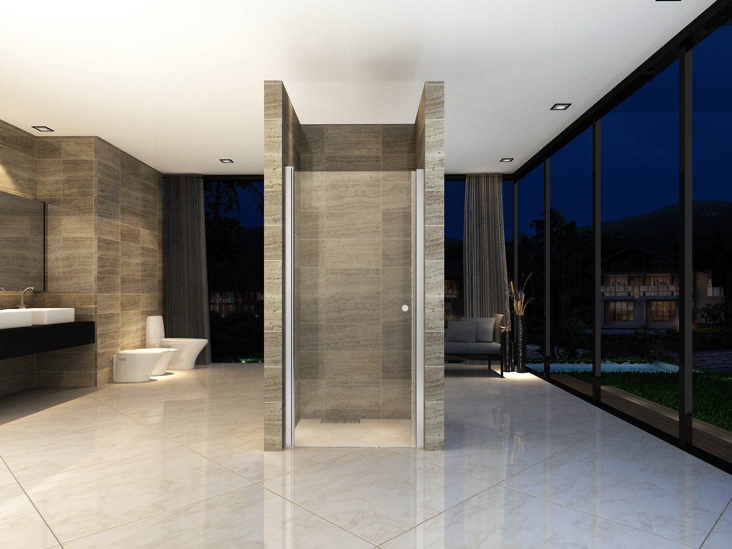 ALONI DRAAIDEUR VOOR NIS - 900 X 1900MM - CHROOM - HELDER GLAS