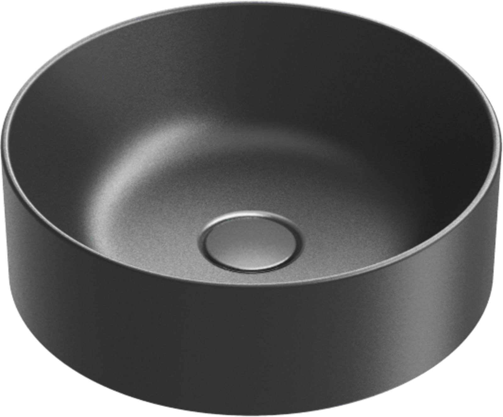 Catalano Zero rond waskom, antibacterieel, zonder overloop. 40 cm dia er, h13 cm. Mat zwart