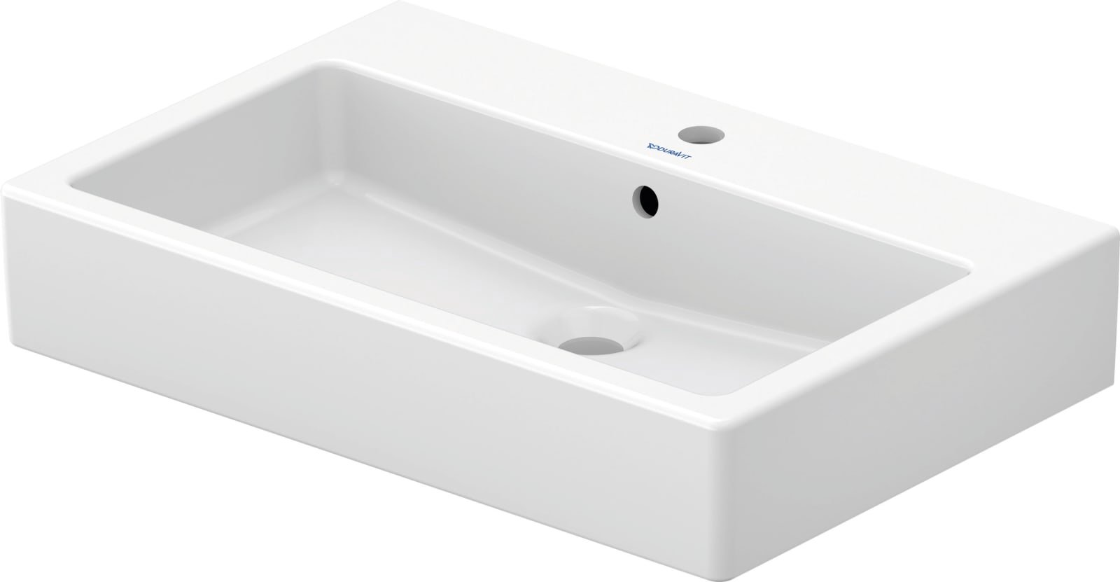 Duravit Vero Wastafel 700 mm Wit Hoogglans, kraanvlak, aantal kraangaten per wasplaats: 1, overloop – 0454700000
