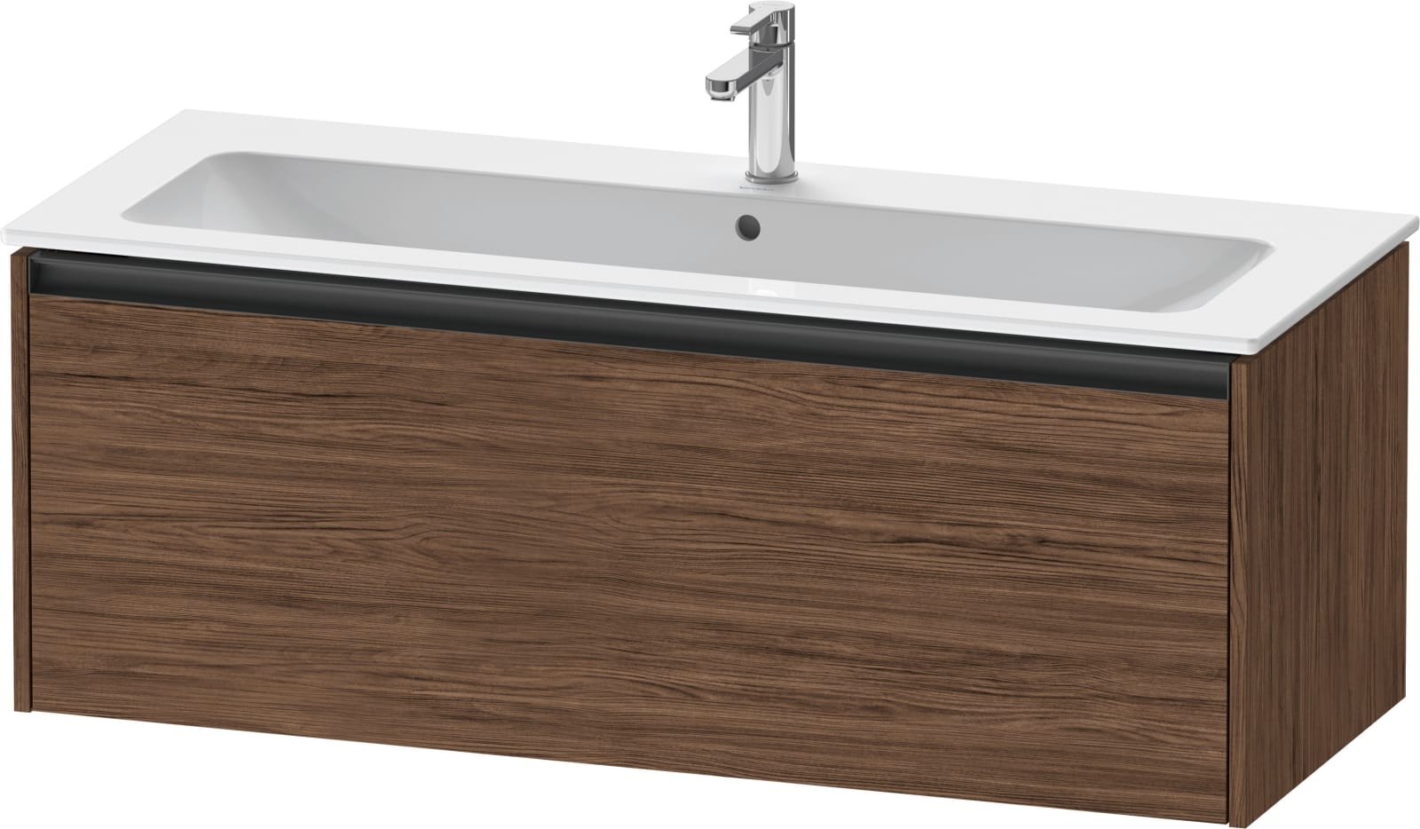 Duravit Ketho.2 Wastafelonderbouw hangend, Noten donker Mat, rechthoekig, aantal grote lades: 1 – K25065021210000