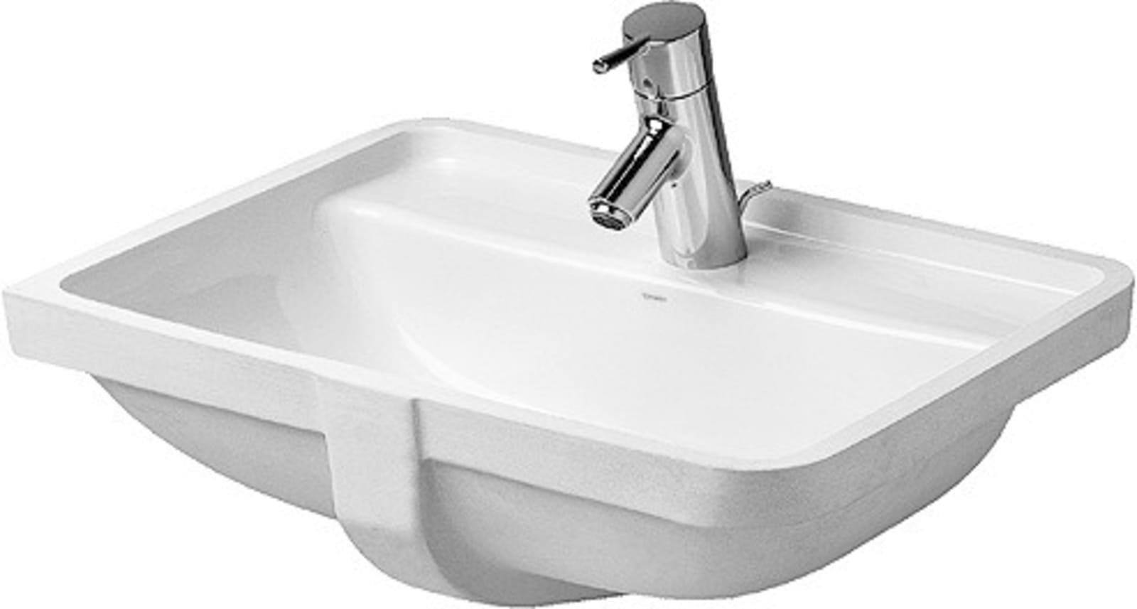 Duravit Starck 3 Inbouwwastafel 525 mm Wit Hoogglans, kraanvlak, aantal kraangaten per wasplaats: 1, overloop – 0302490000