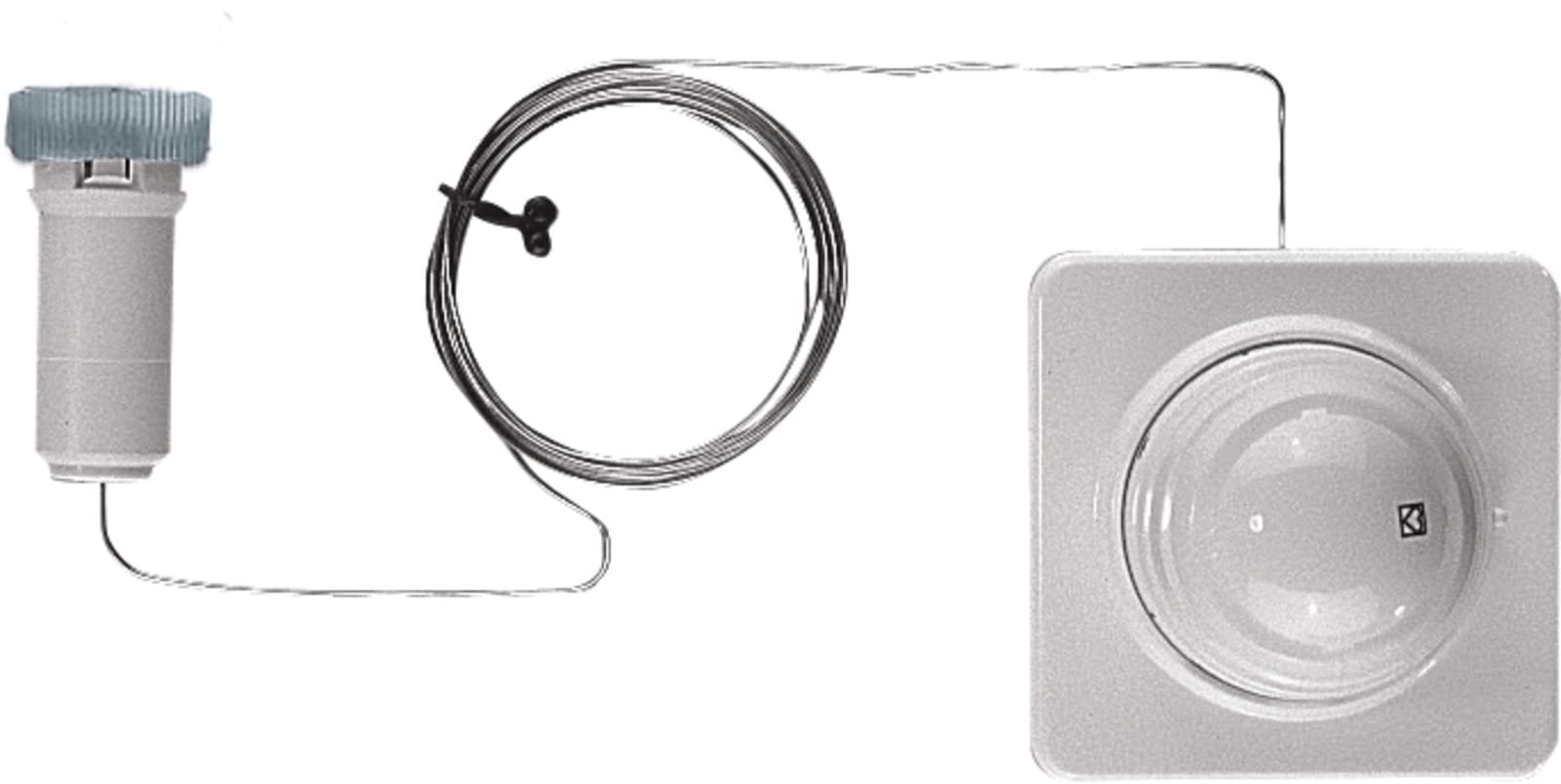 Herz Design thermostaatkop wit M28 x 1,5. Met vloeistof voeler en bediening op afstand. Lengte capillair 2m