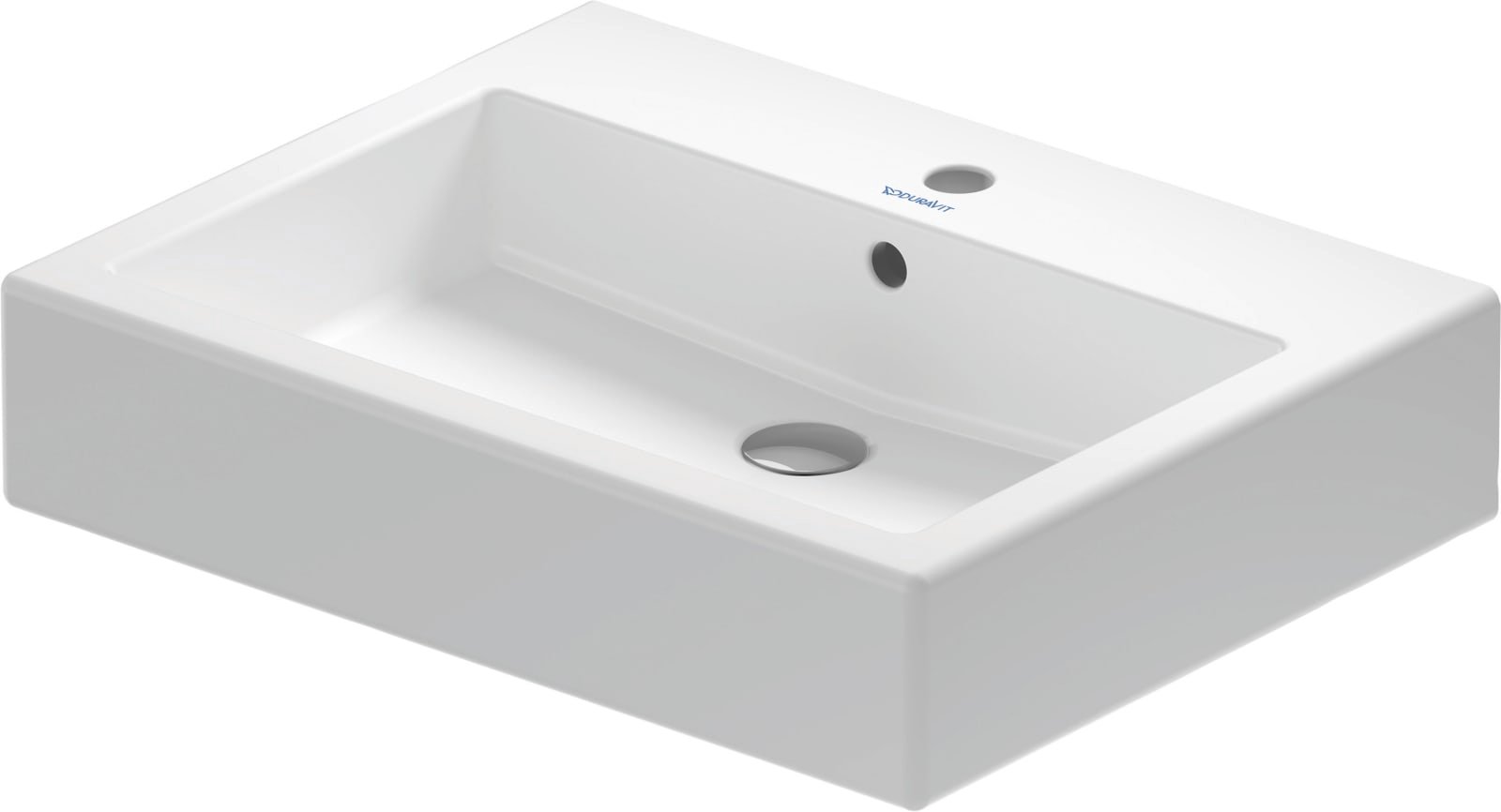 Duravit Vero Wastafel 600 mm Wit Hoogglans, kraanvlak, aantal kraangaten per wasplaats: 1, overloop, geslepen – 0454600027