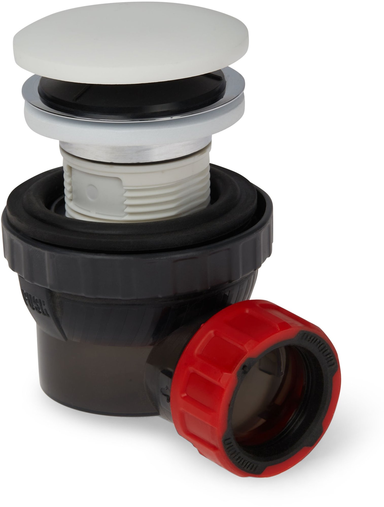 Blue Label Annika Easy, Afvoerplug (klik waste), rond, 63mm diameter, inclusief
ruimte besparende sifon 67mm, wit