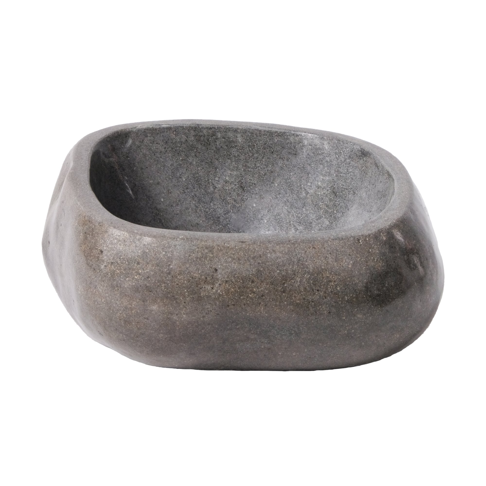 VOLLEDIG GEPOLIJSTE WASKOM VAN NATUURLIJKE RIVIERSTEEN - ZWART 30-35X15X1,5CM