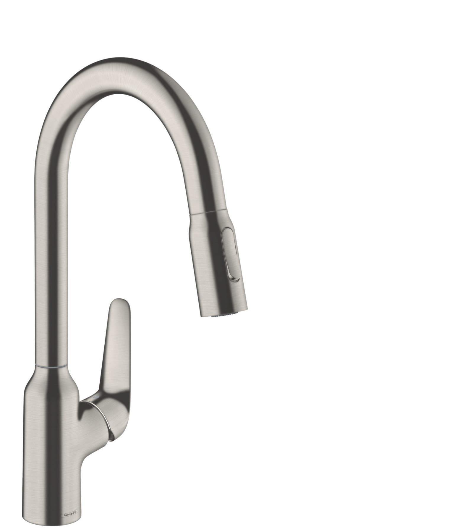 Hansgrohe Focus M42, Keukenmengkraan, eengreeps, 1-gats, uittrekbaar, 2jet, 207mm uitloop, 400mm hoogte, draaibaar, RVS