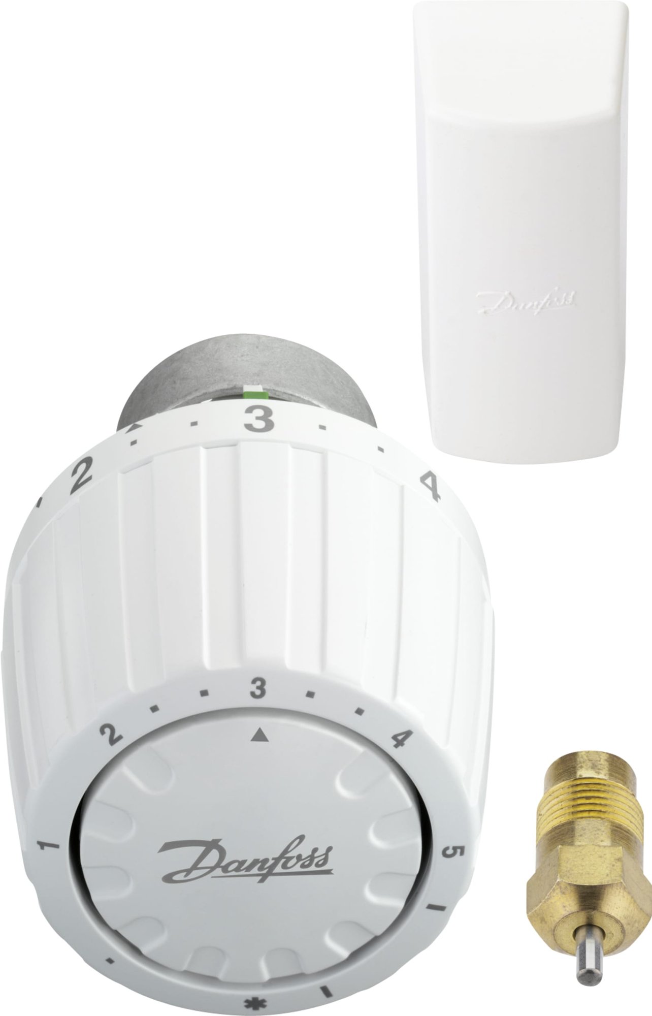 Danfoss thermostaatknop, klem 26, gasgevuld, bereik 7-28°C, capillair 2m, wit RAL9016
