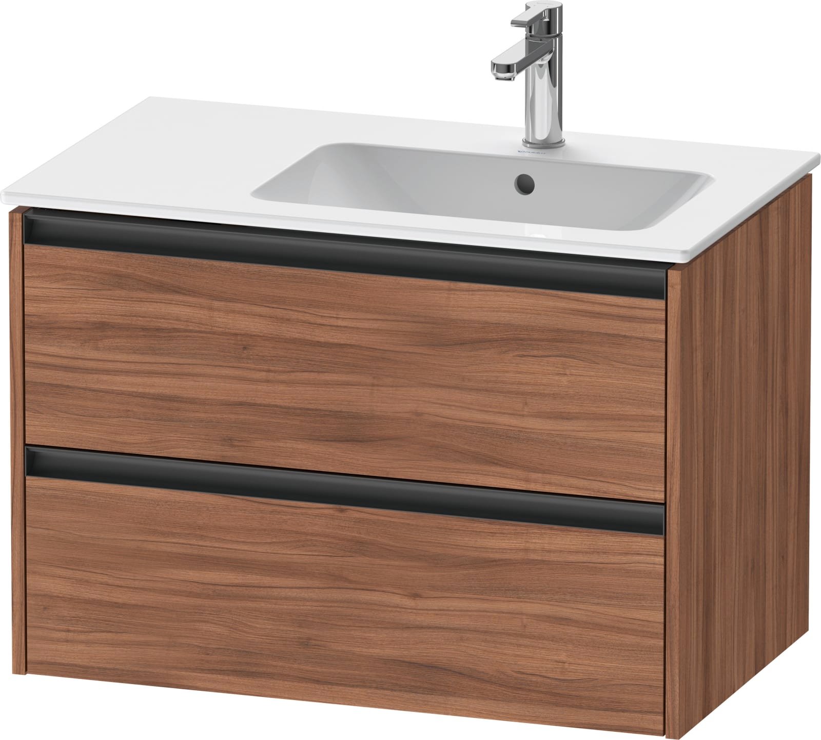 Duravit Ketho.2 Wastafelonderbouw hangend, Noten Mat, rechthoekig, aantal kleine lades: 2 – K25268079790000