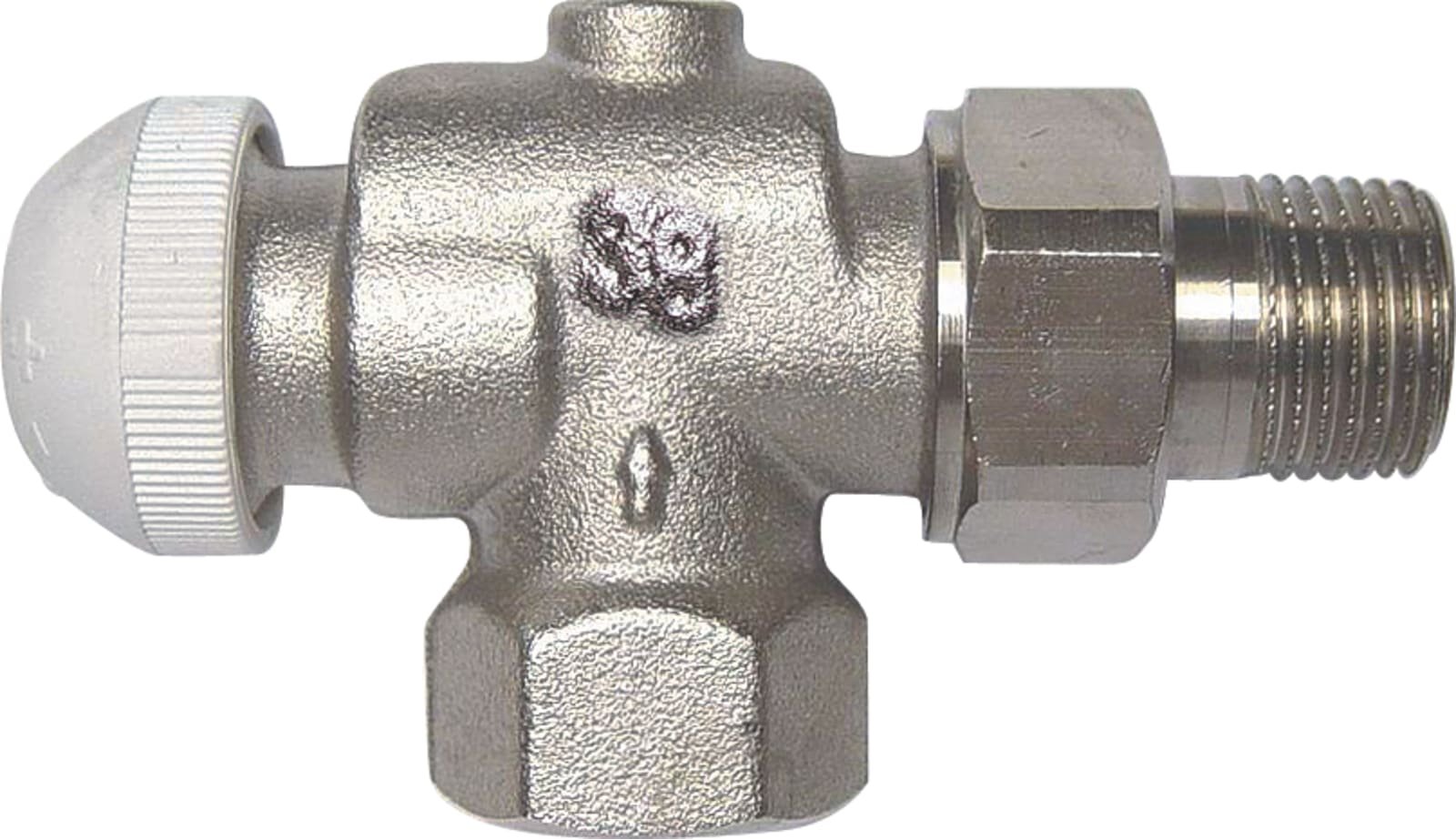 Herz TS-90 thermostatische radiatorkraan met vaste Kv waarde 3/8" Haaks Verkeerd. T.b.v. M28 kop