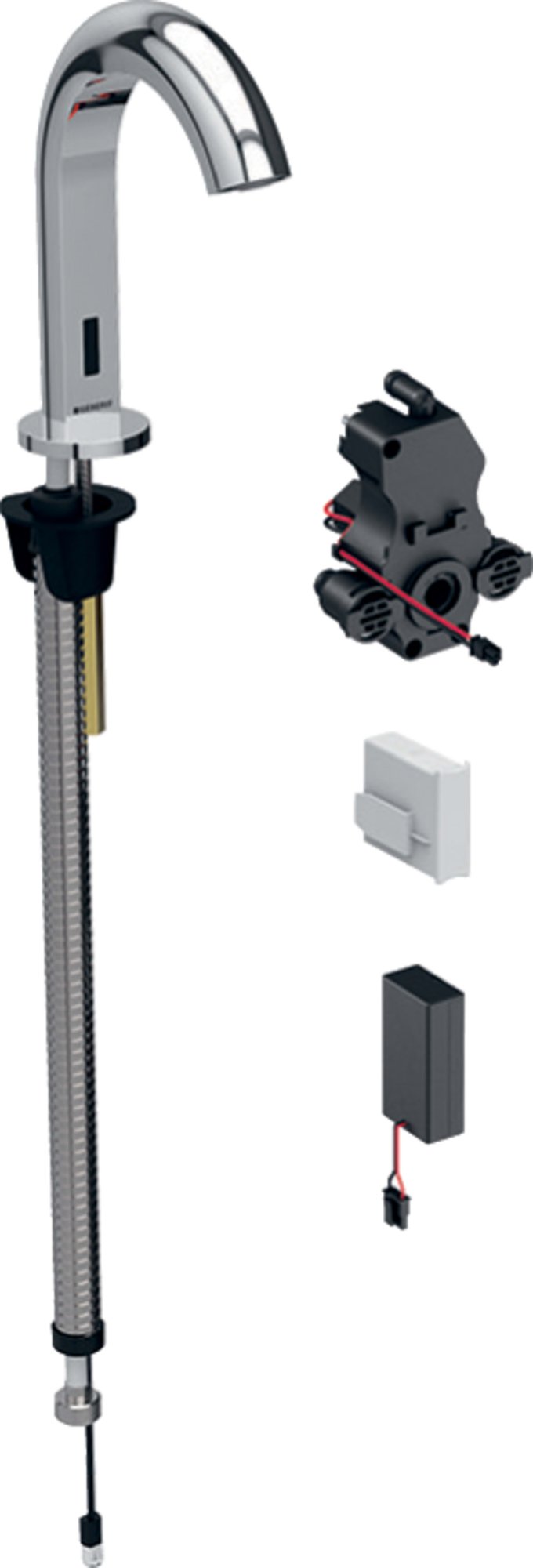 Geberit elektronische kraan, infrarood, zelfsluitend, 1-gats, 3/8", batterij, messing, voorspong 128mm, chroom-look (1200410293)