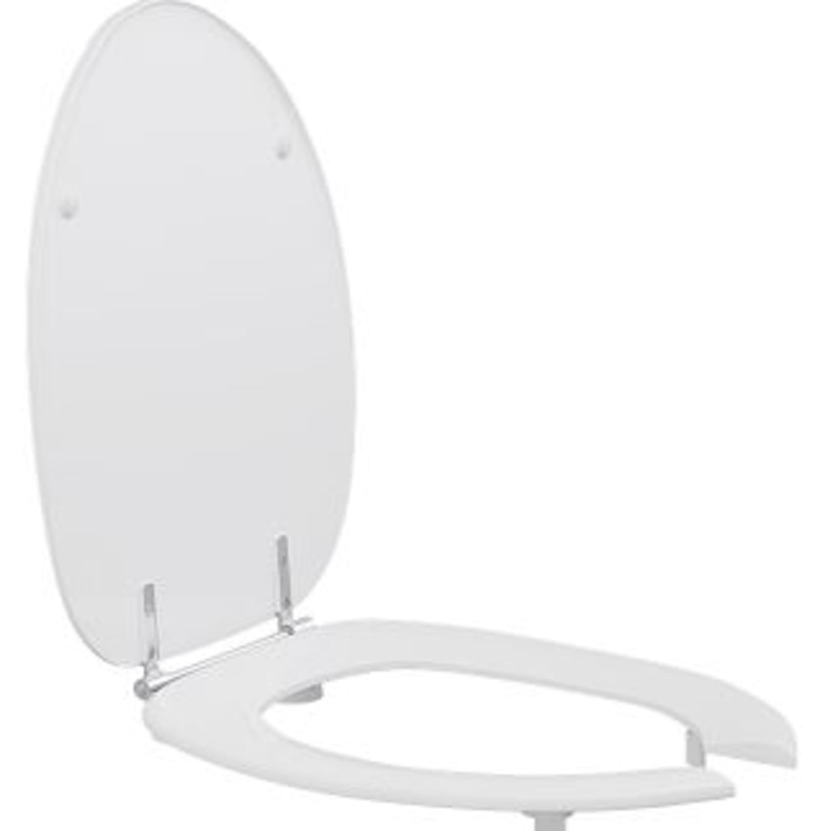 Pressalit Dania closet zitting met open voorkant met deksel, non-contact, scharnier met doorlopende pen (D92), wit
