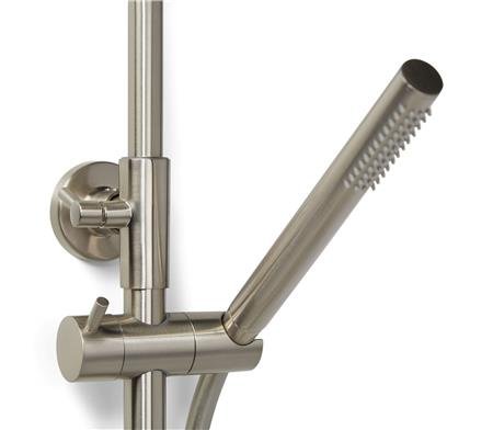Blue Label Brondby douchesysteem in hoogte verstelbaar, thermostatisch, messing hoofddouche 25cm, geborsteld nikkel thumbnail 4