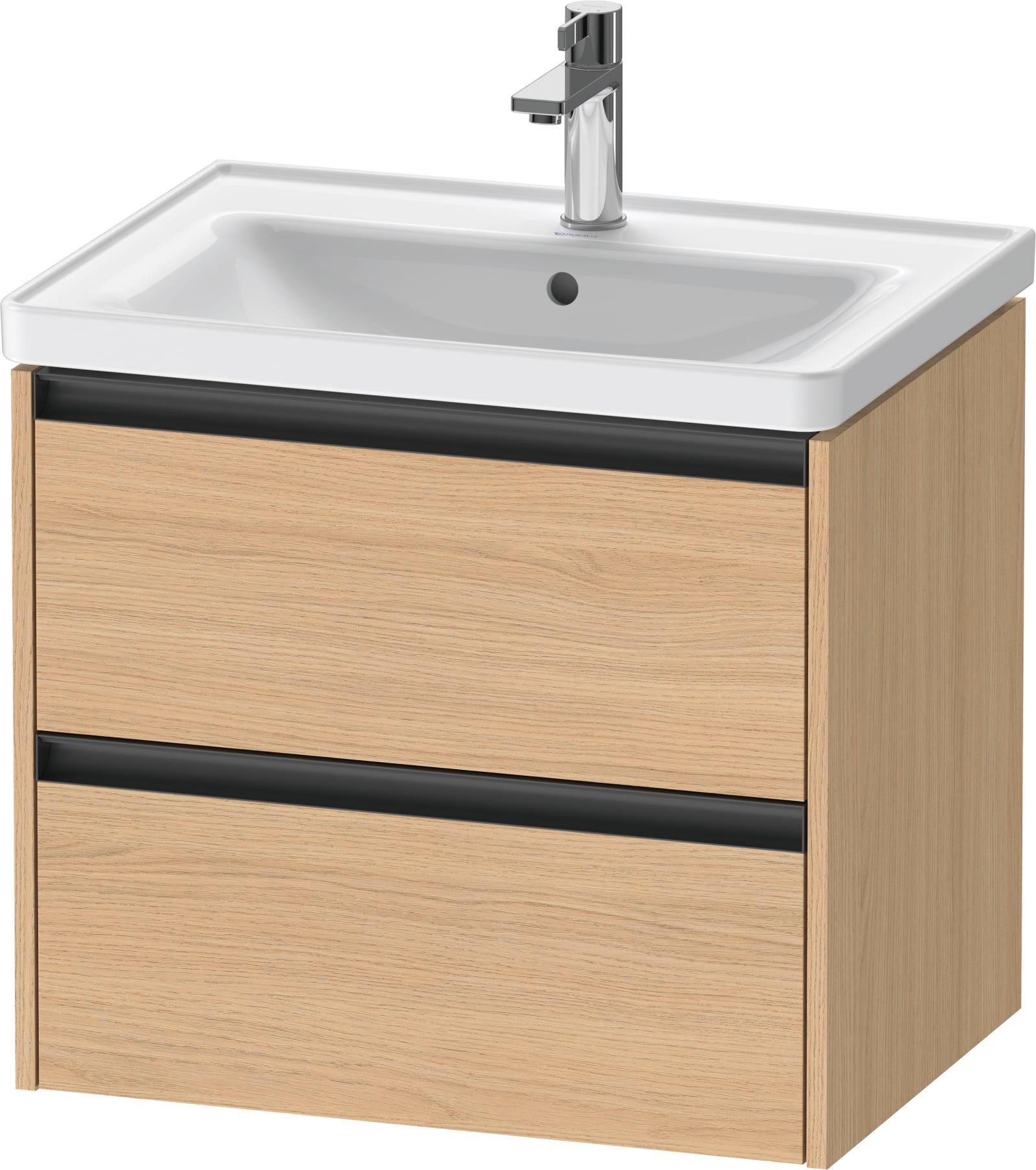 Duravit Ketho.2 Wastafelonderbouw hangend, Natuur eiken Mat, rechthoekig, aantal kleine lades: 2 – K25282030300000