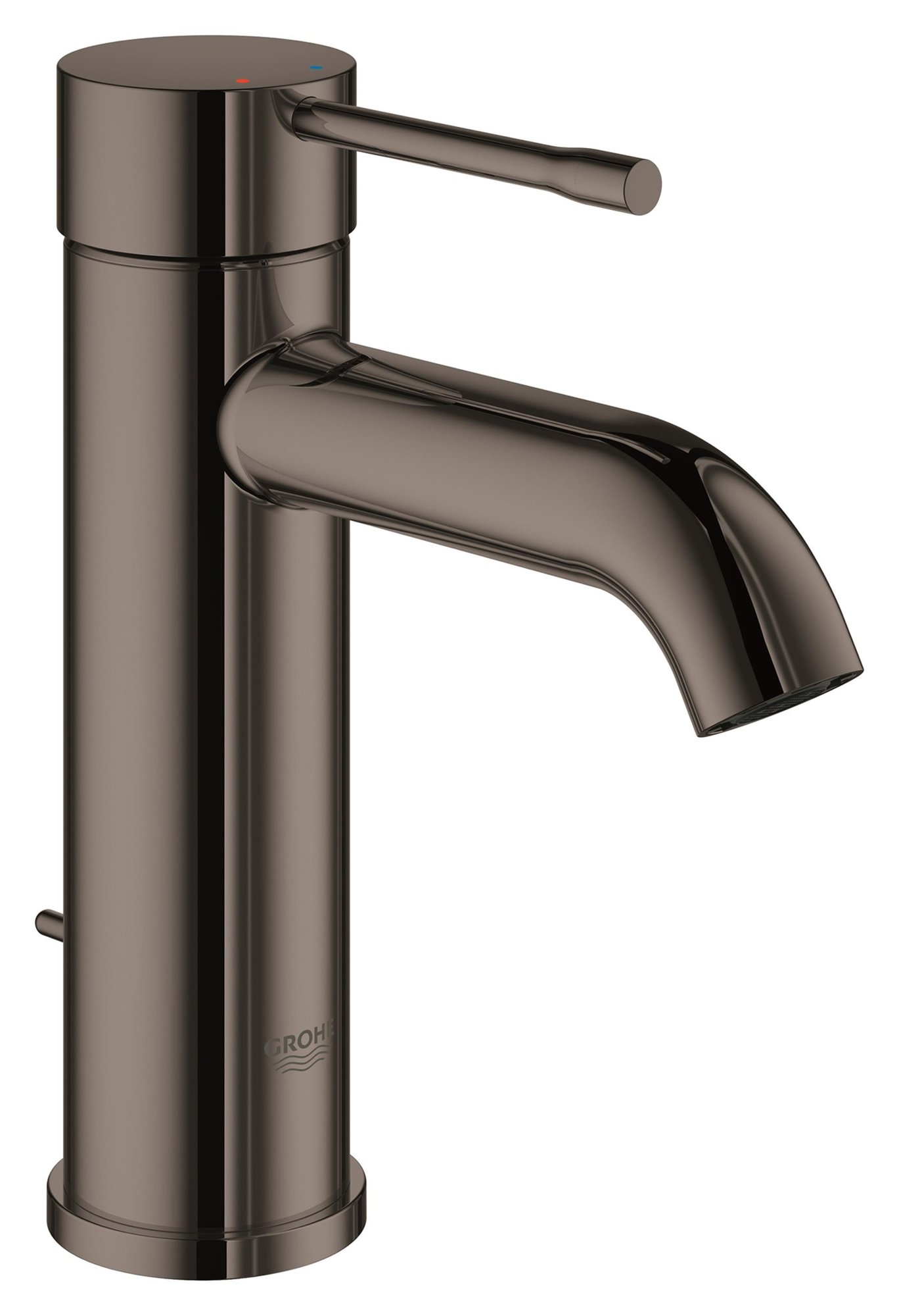 Grohe Essence New, Wastafelmengkraan, S-size, trekwaste, eengreeps, 1-gats, 174mm hoogte, 116mm uitloop, vast, hard graphite thumbnail 3
