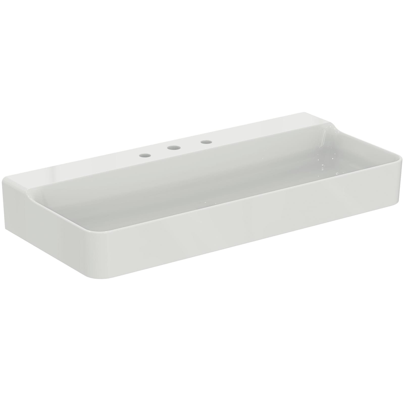 CONCA | WASTAFEL 1000X450X145 MM GLANZEND WIT, 3 KRAANG, ZONDER OVERL
