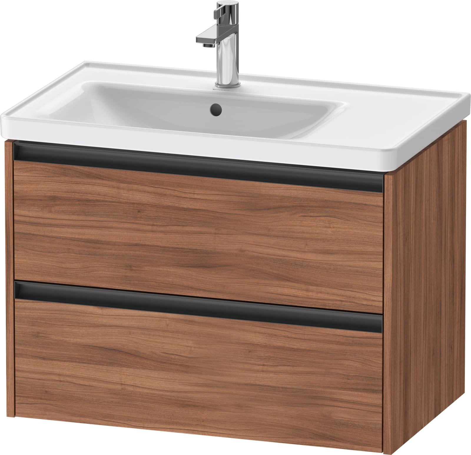Duravit Ketho.2 Wastafelonderbouw hangend, Noten Mat, rechthoekig, aantal kleine lades: 2 – K25285079790000