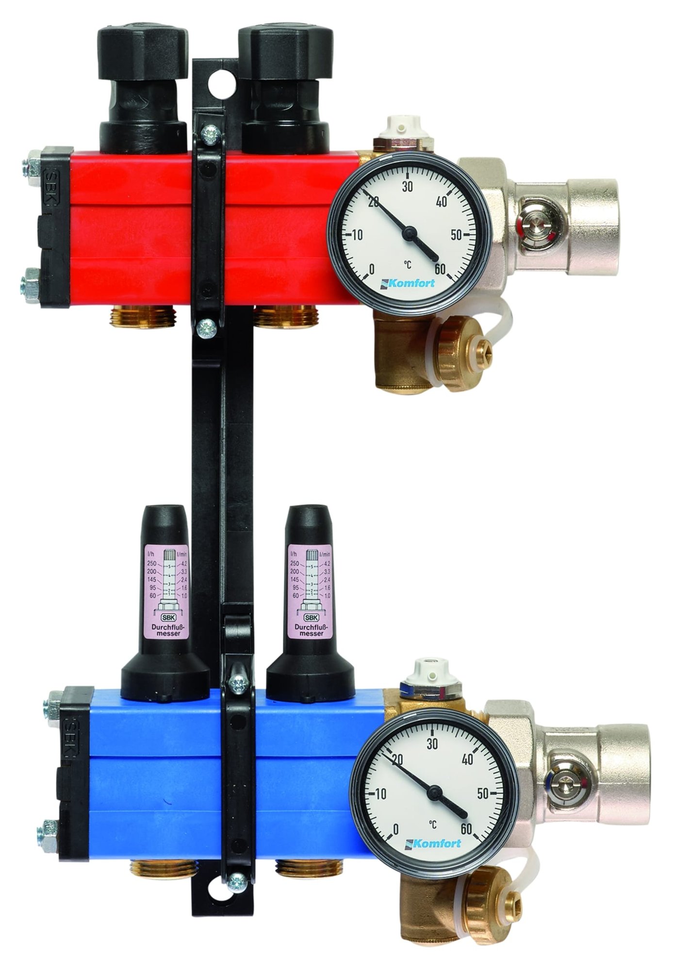 Nathan Komfort SBK 4100 vloerverwarming verdeler, kunststof: 355x225x120mm, 3/4", 2 groepen (zonder pomp, debiet 60 - 250 l/h)