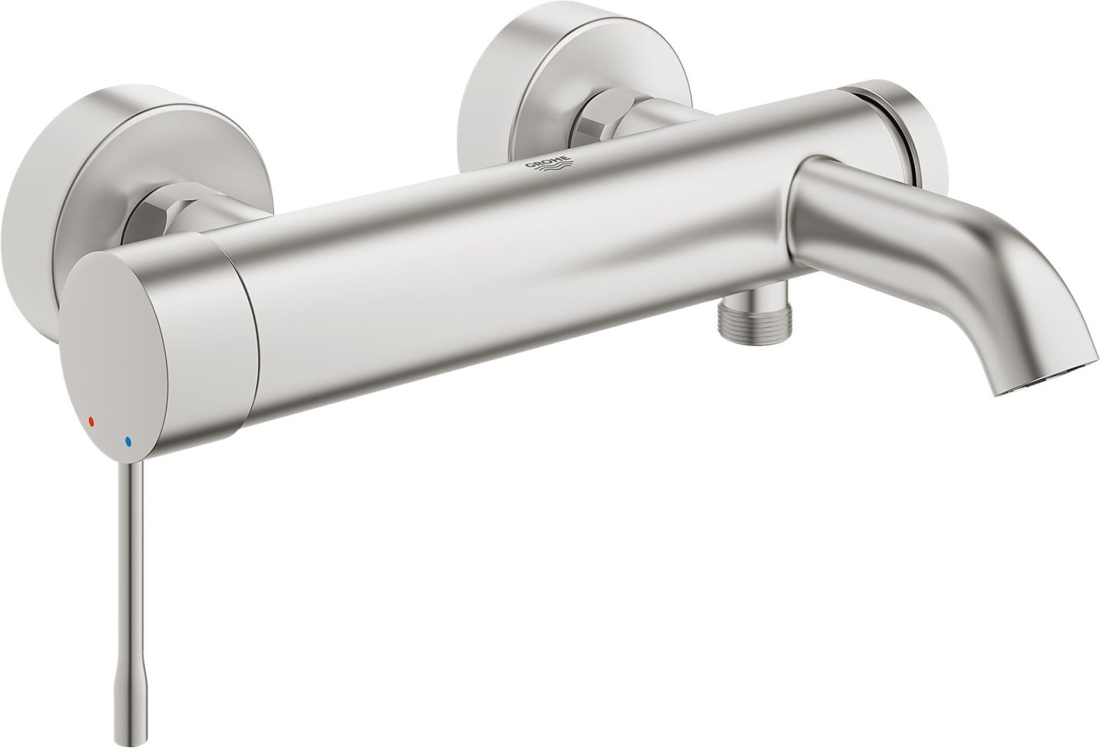 Grohe Essence New, Badmengkraan, wand, eengreeps, 2-gats, omstelinrichting, 150±15mm hart, 193mm uitloop, vast, supersteel (1000753047)