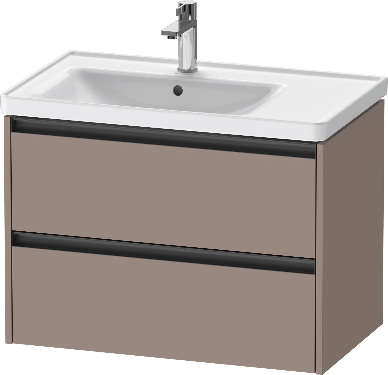 Duravit Ketho.2 Wastafelonderbouw hangend, Basalt Mat, rechthoekig, aantal kleine lades: 2 – K25285043430000
