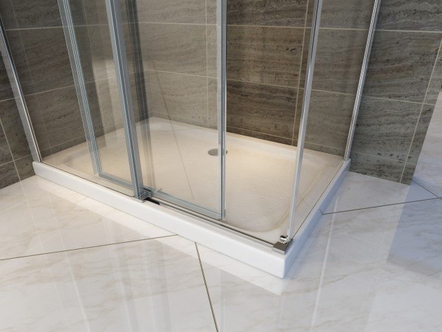 ALONI DOUCHECABINE - SCHUIFDEUR EN ZIJWAND - 900 X 1600 X1950 MM - CHROOM - HELDER GLAS thumbnail 6