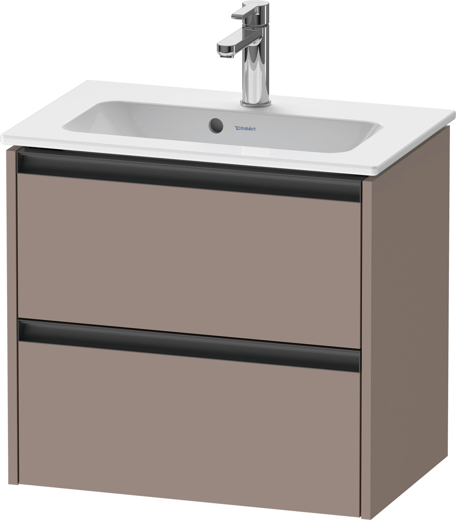 Duravit Ketho.2 Wastafelonderbouw hangend, compact, Basalt Mat, rechthoekig, aantal kleine lades: 2 – K25255043430000