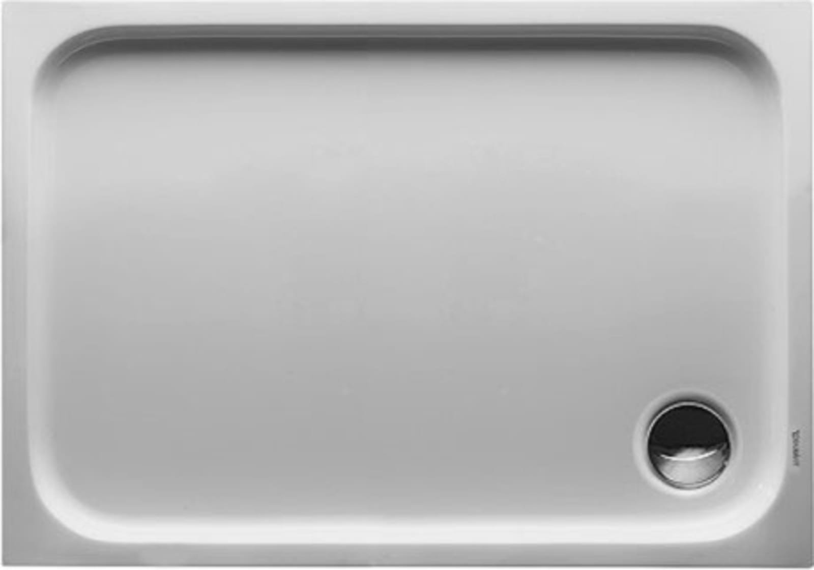 Duravit D-Code, Douchebak, rechthoekig, 90mm afvoer, acryl, 1100 x 750mm (LxB), 85mm bak, glans wit