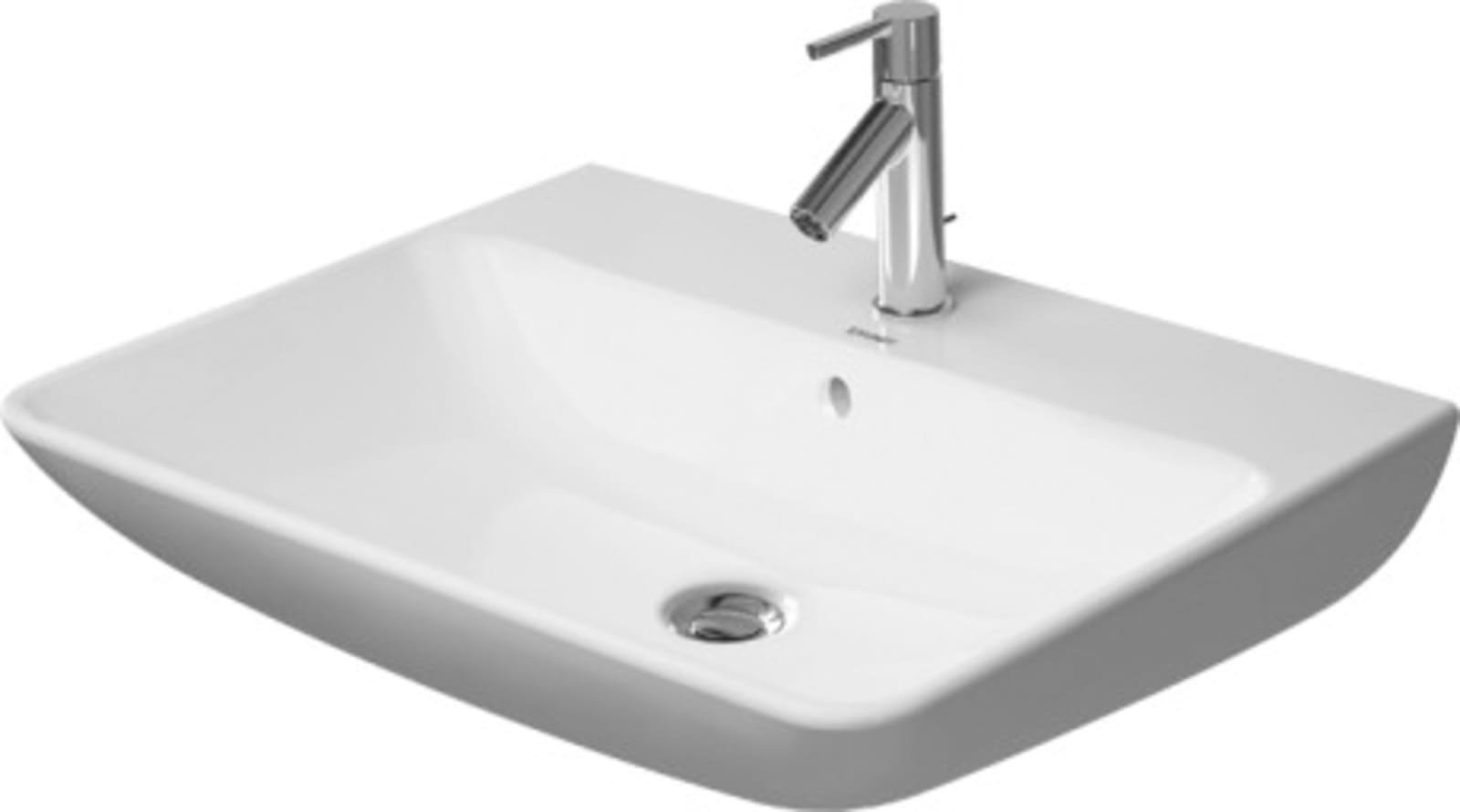 Duravit wastafel 65cm met overloop onderzijde geglazuurd, 1 kraangat doorgestoken wit (1200094352)