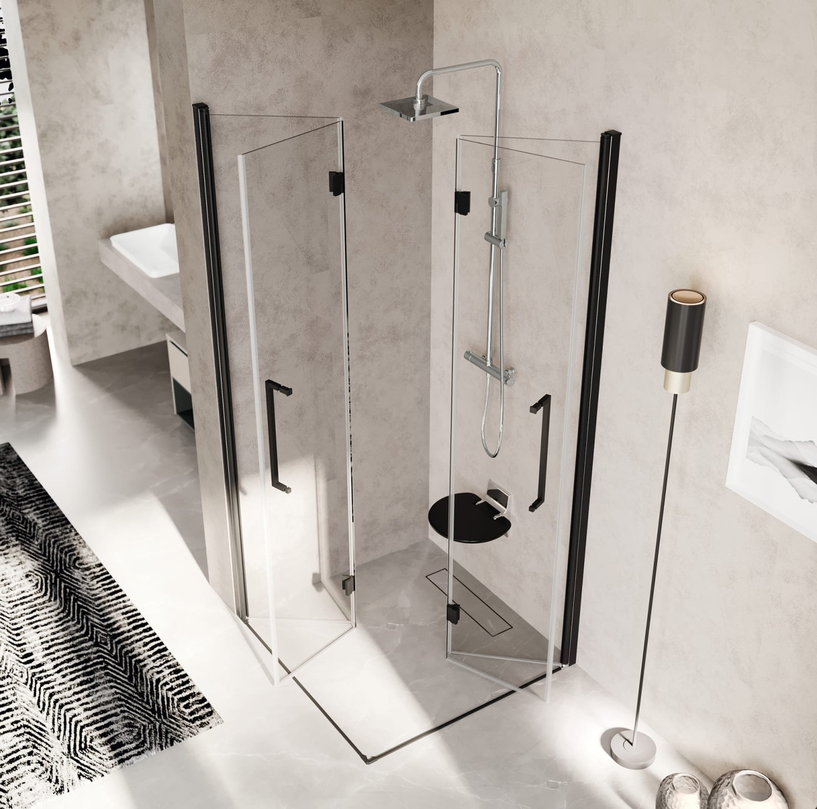 Novellini YOUNG 2GS 95 VER.95-97CM HELDER GLAS WIT MAT