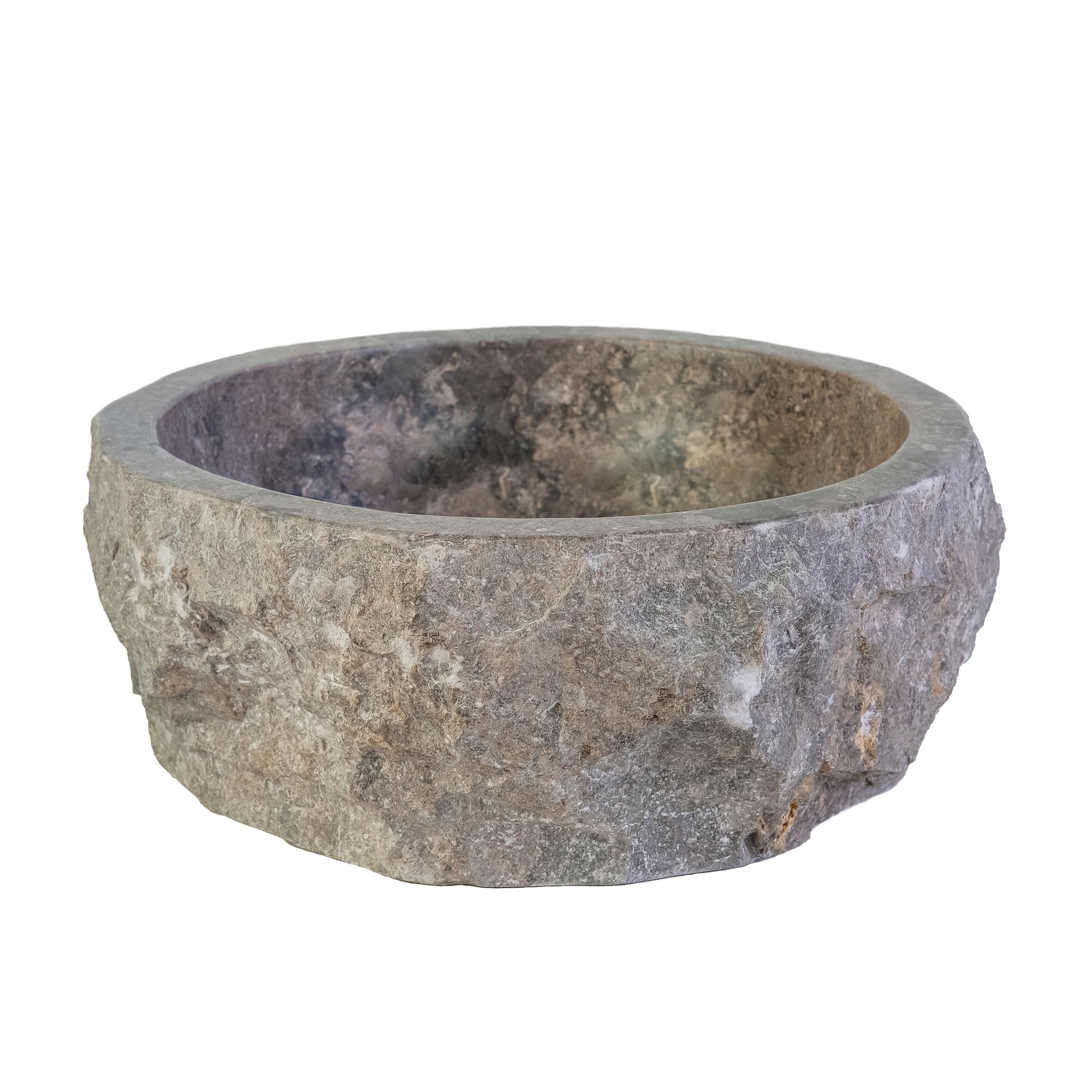 GEËRODEERDE NATUURMARMEREN WASKOM - GRIJS 30-35x15CM