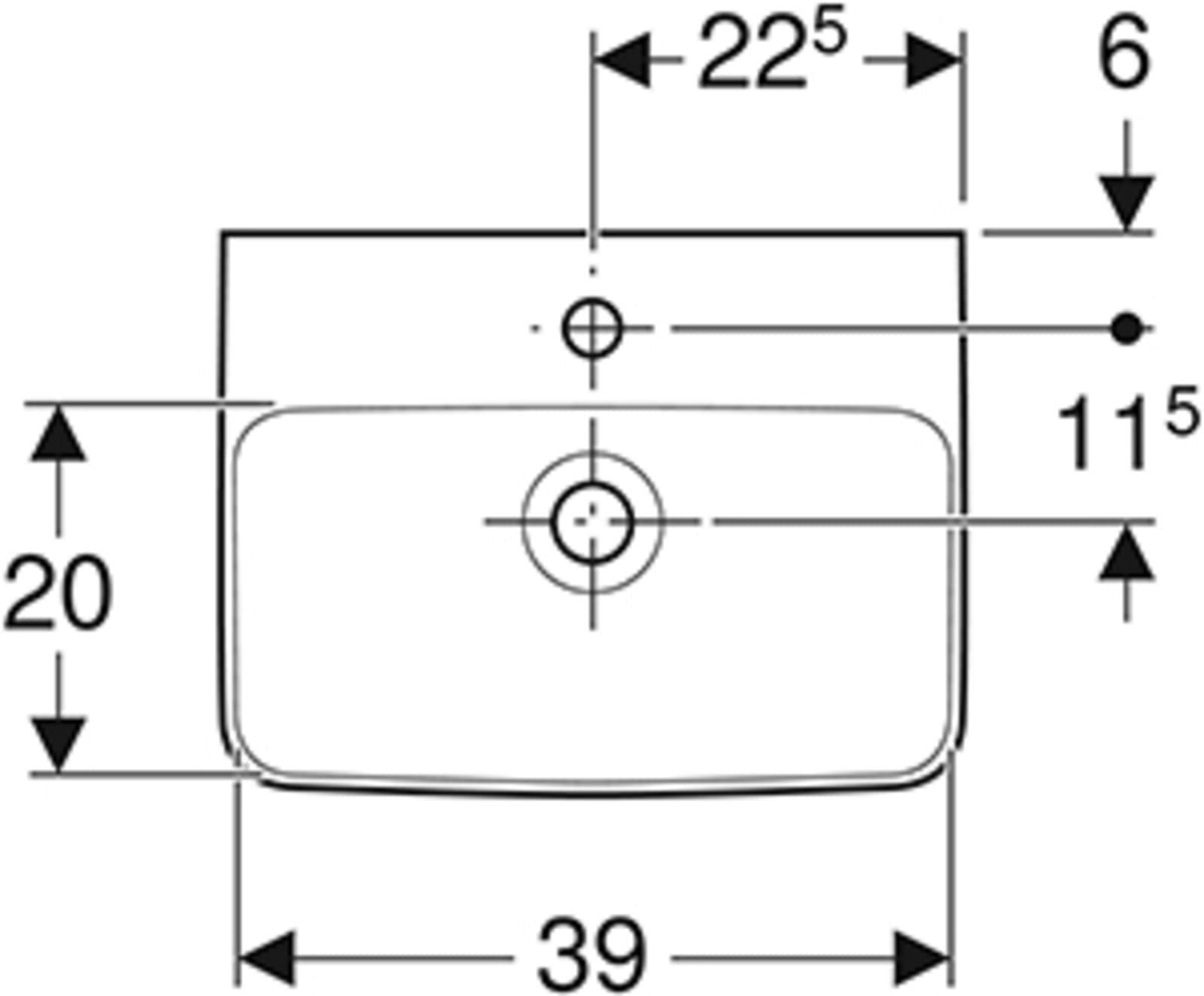 Geberit Renova Plan opzetwastafel 45x34cm, met kraangat met overloop, Tect /wit