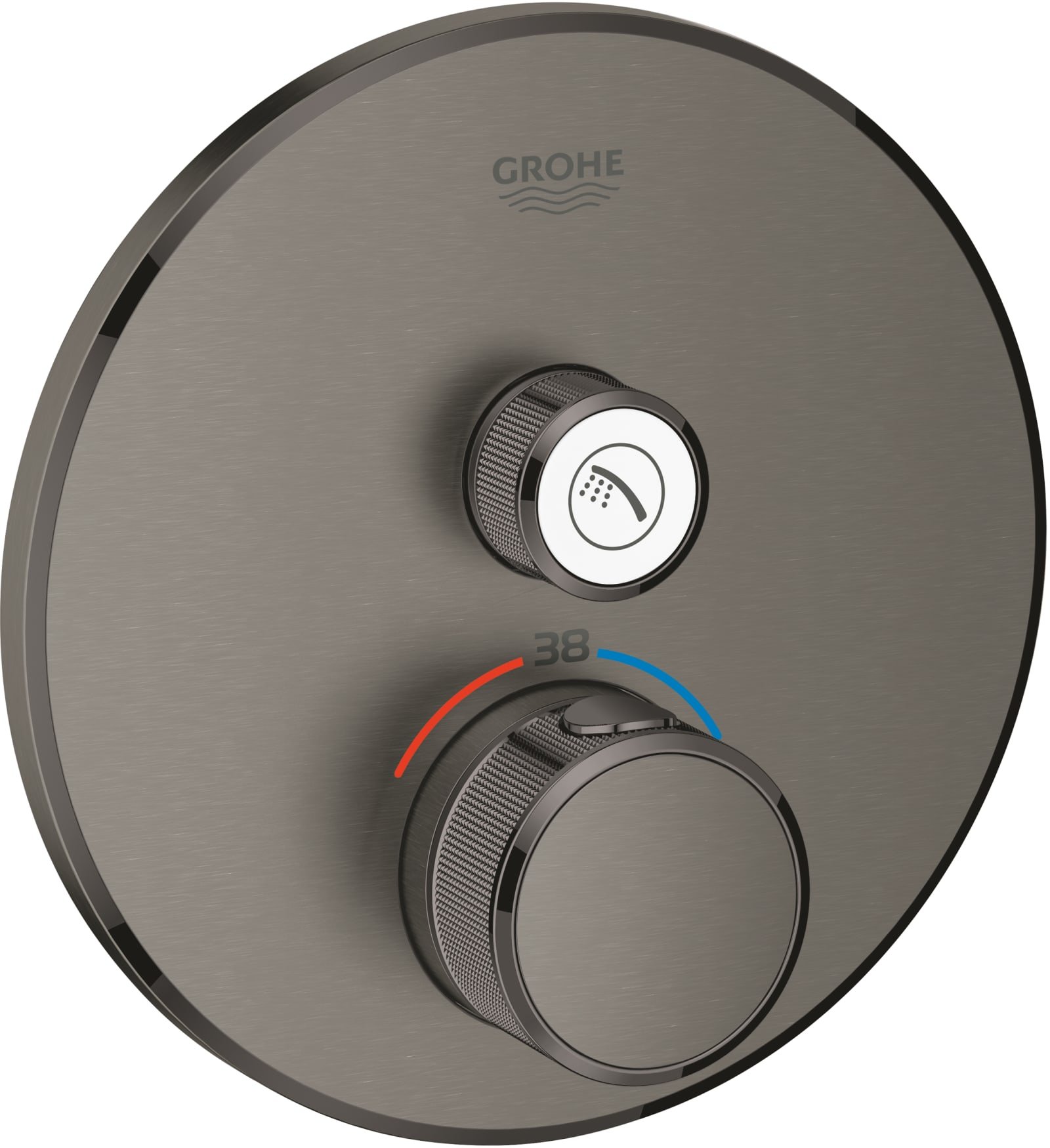 Grohe Grohtherm Smartcontrol, opbouwdeel, (douche), thermostatisch, rond, wand, eengreeps, met omstelinrichting, hard graphite geb