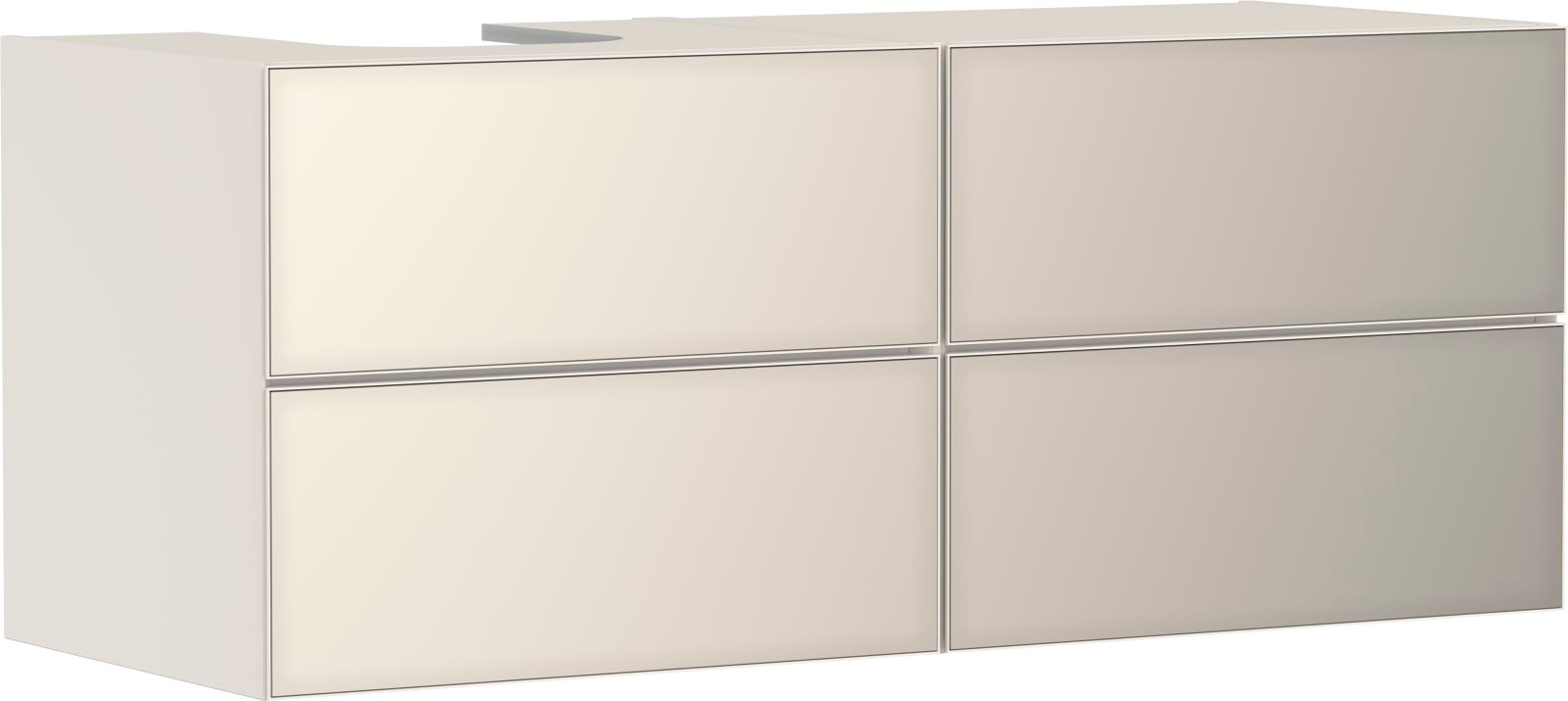Hansgrohe Xevolos E meubel Sand Matt Beige 1370/550 met 4 lades consoles met countertop inbouw wastafel geslepen links (1200771508)