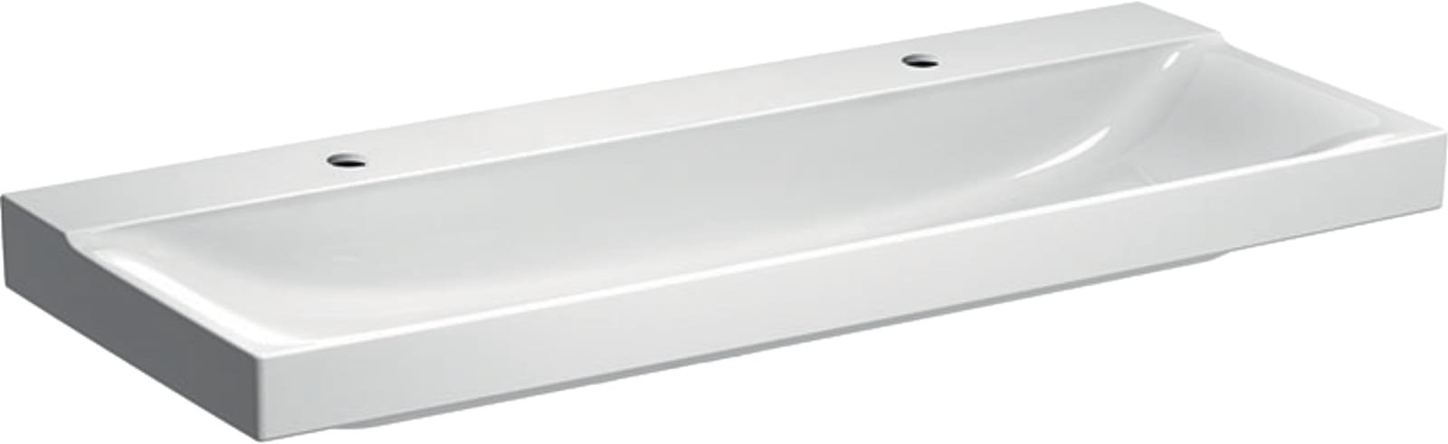 Geberit Xeno2, Wastafel, 1x waskom, kraangat links/rechts, keramiek, 1200 x 480 x 140mm (BxDxH), wit