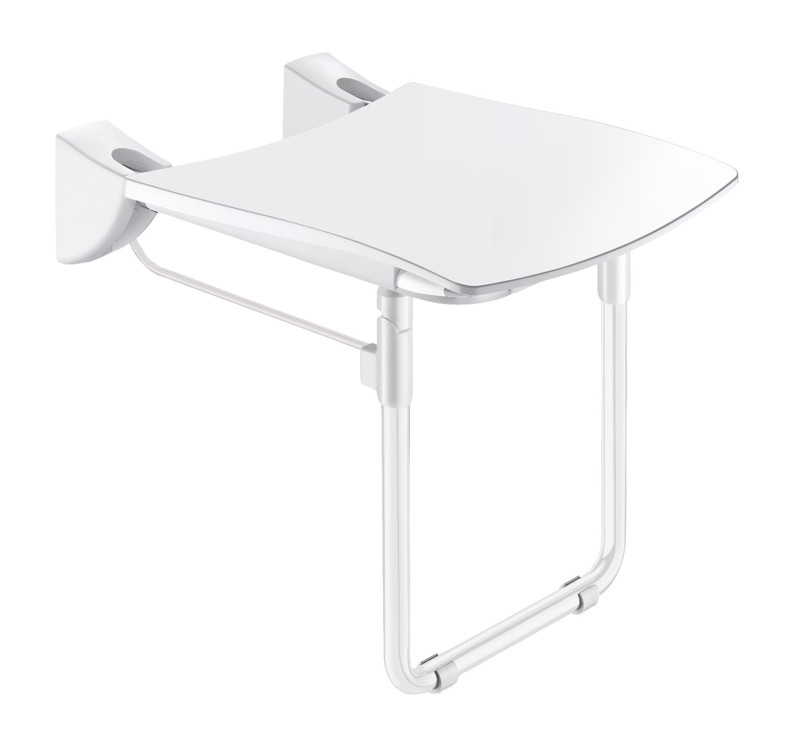 Opklapbaar douchezitje extra comfort met voet wit epoxy