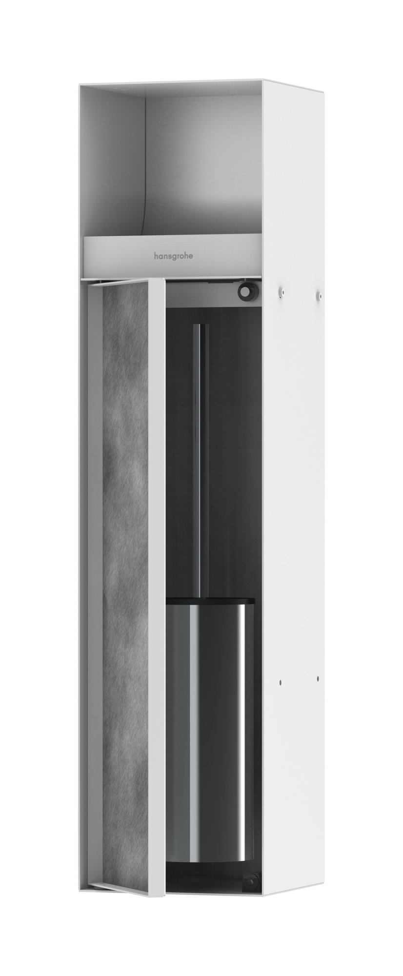 Hansgrohe XtraStoris Rock inbouw toiletborstelhouder, rolhoudr, betegelbare deur mat wit