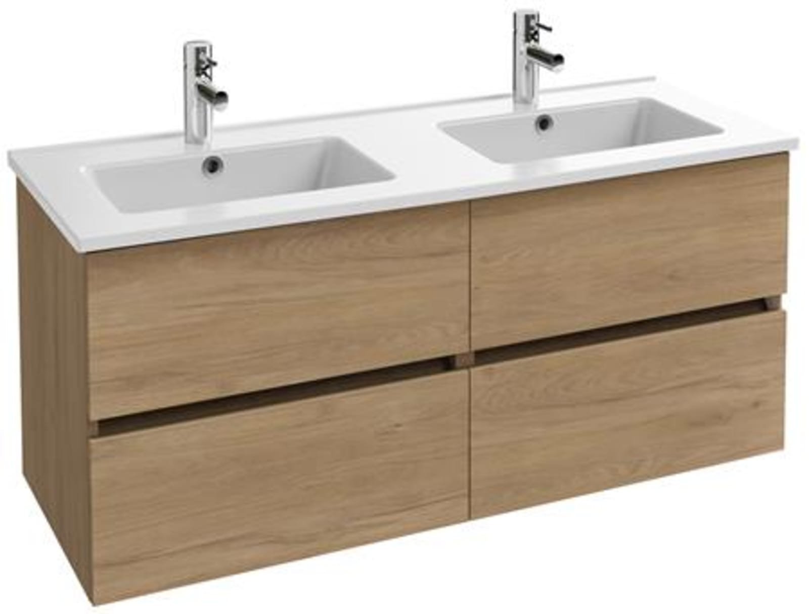 Solar Tolbiac onderbouwmeubel 120 cm 4 laden in melamine eik colorado Exclusief wastafel en kraan