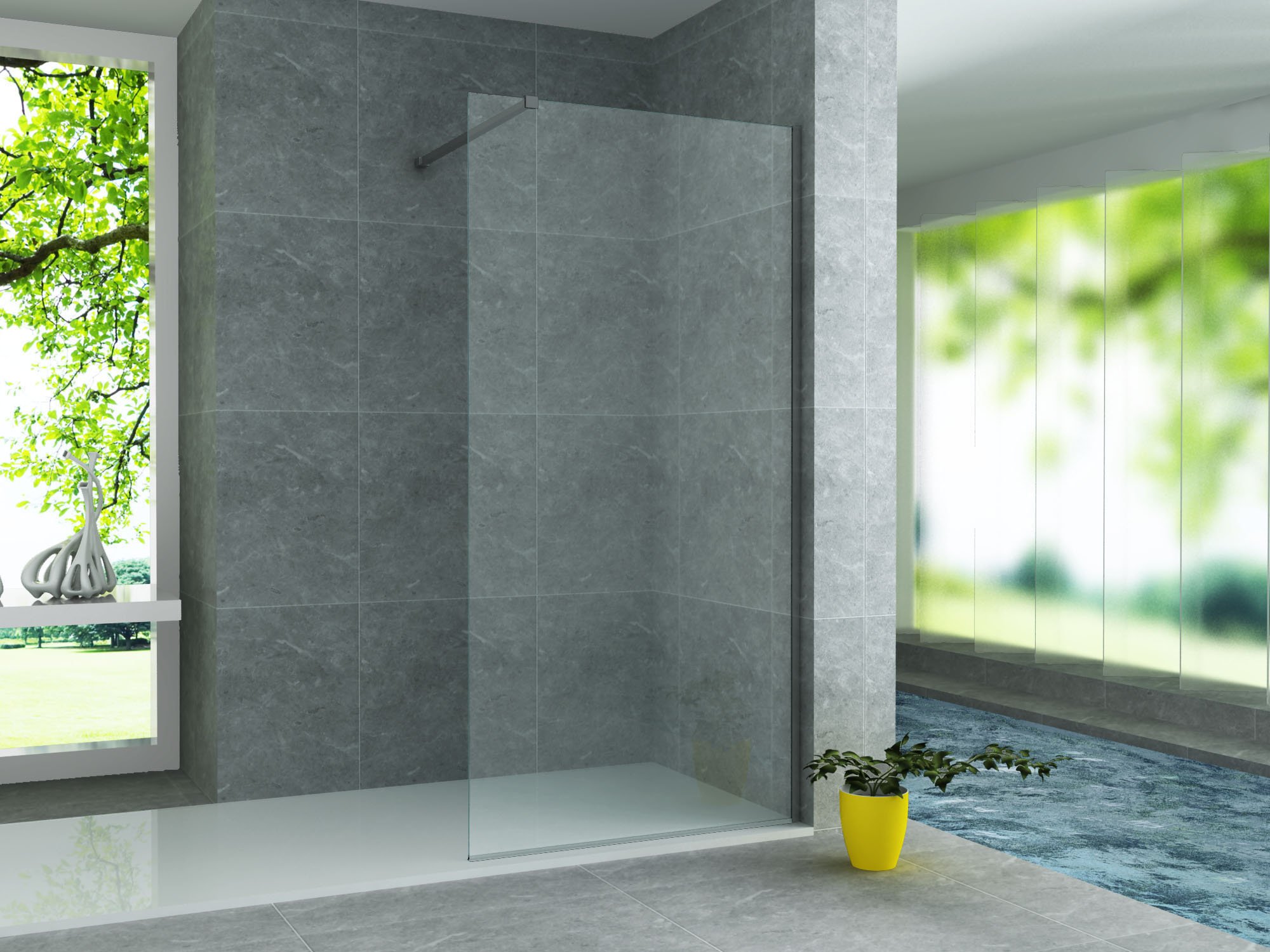 ALONI GLASWAND VOOR INLOOPDOUCHE - 1000 X 2000MM - HELDER GLAS