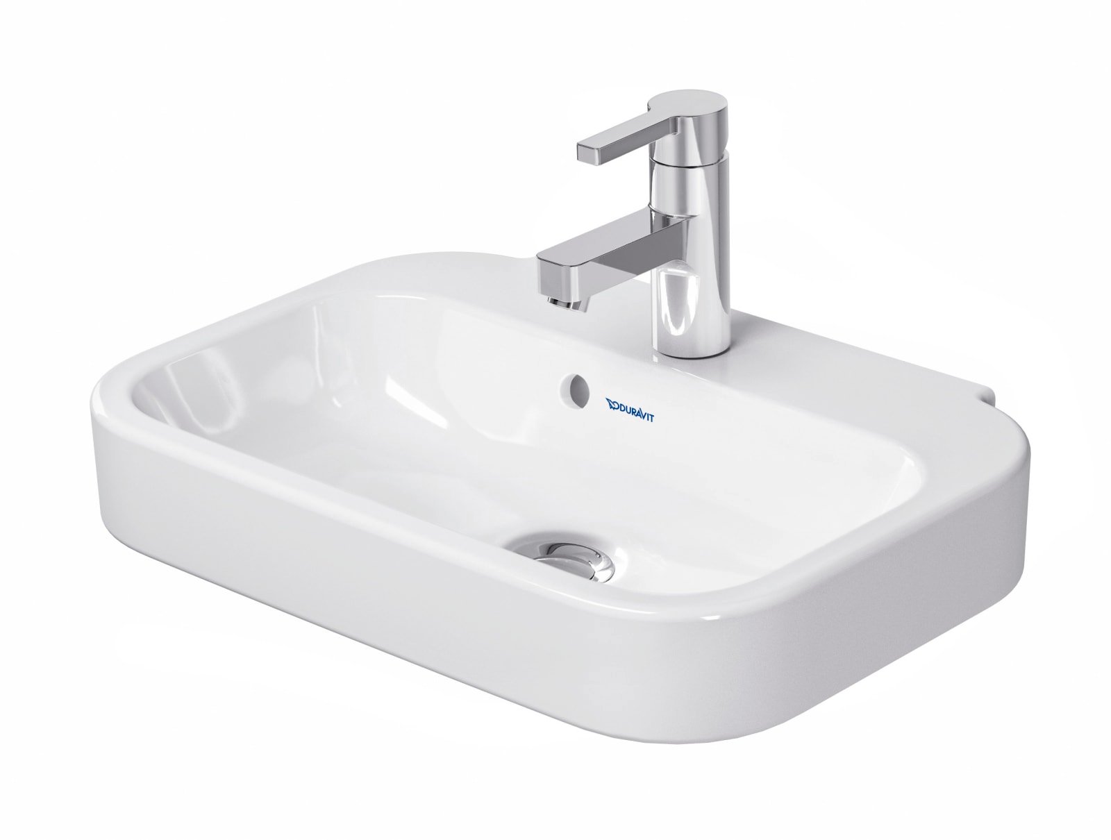 Duravit Happy D.2 Fonteintje 500 mm Wit Hoogglans, kraanvlak, aantal kraangaten per wasplaats: 1, overloop – 0709500000